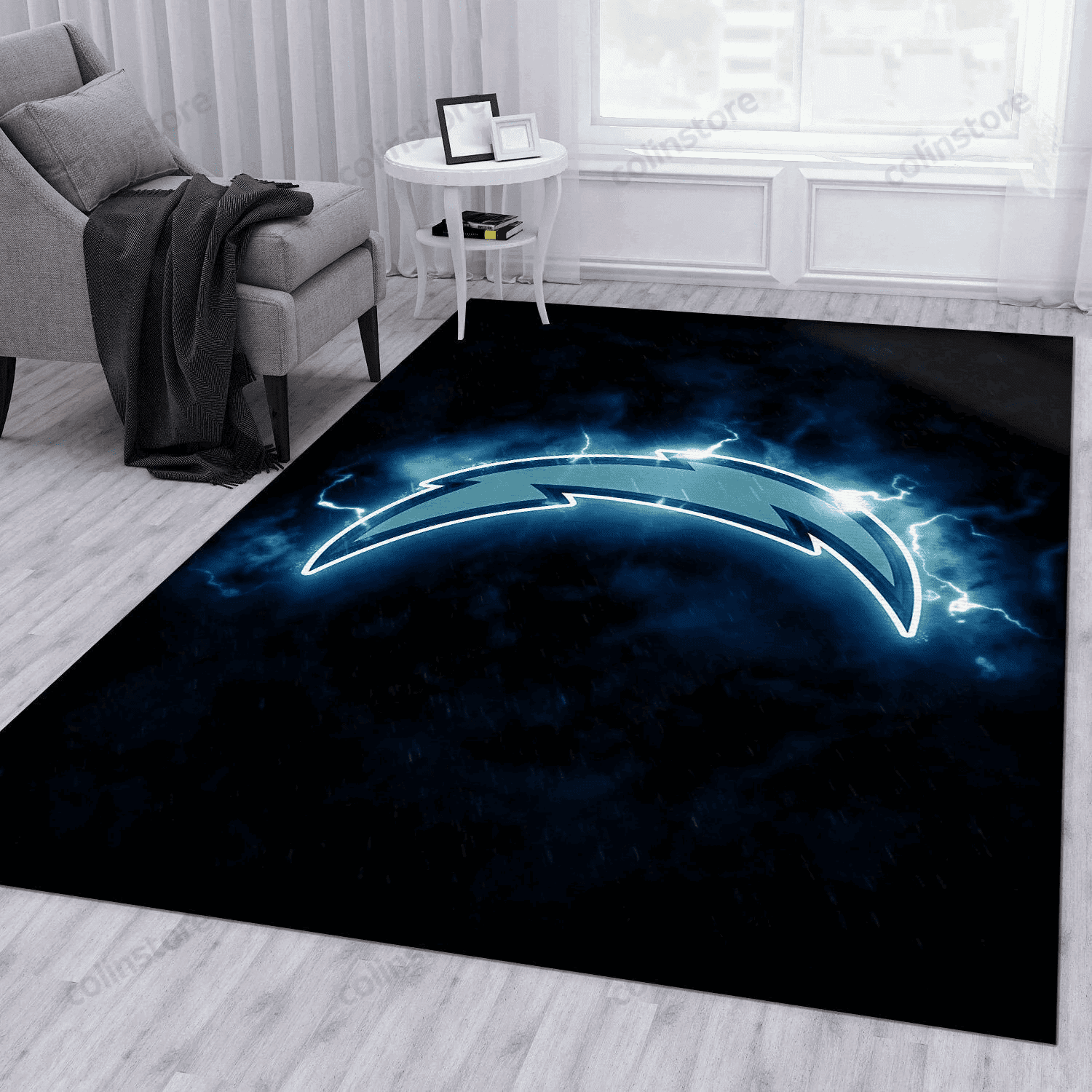 Los Angeles Chargers Rectangle Area Rug – Full Print Carpet For Living Room & Bedroom Home Decor