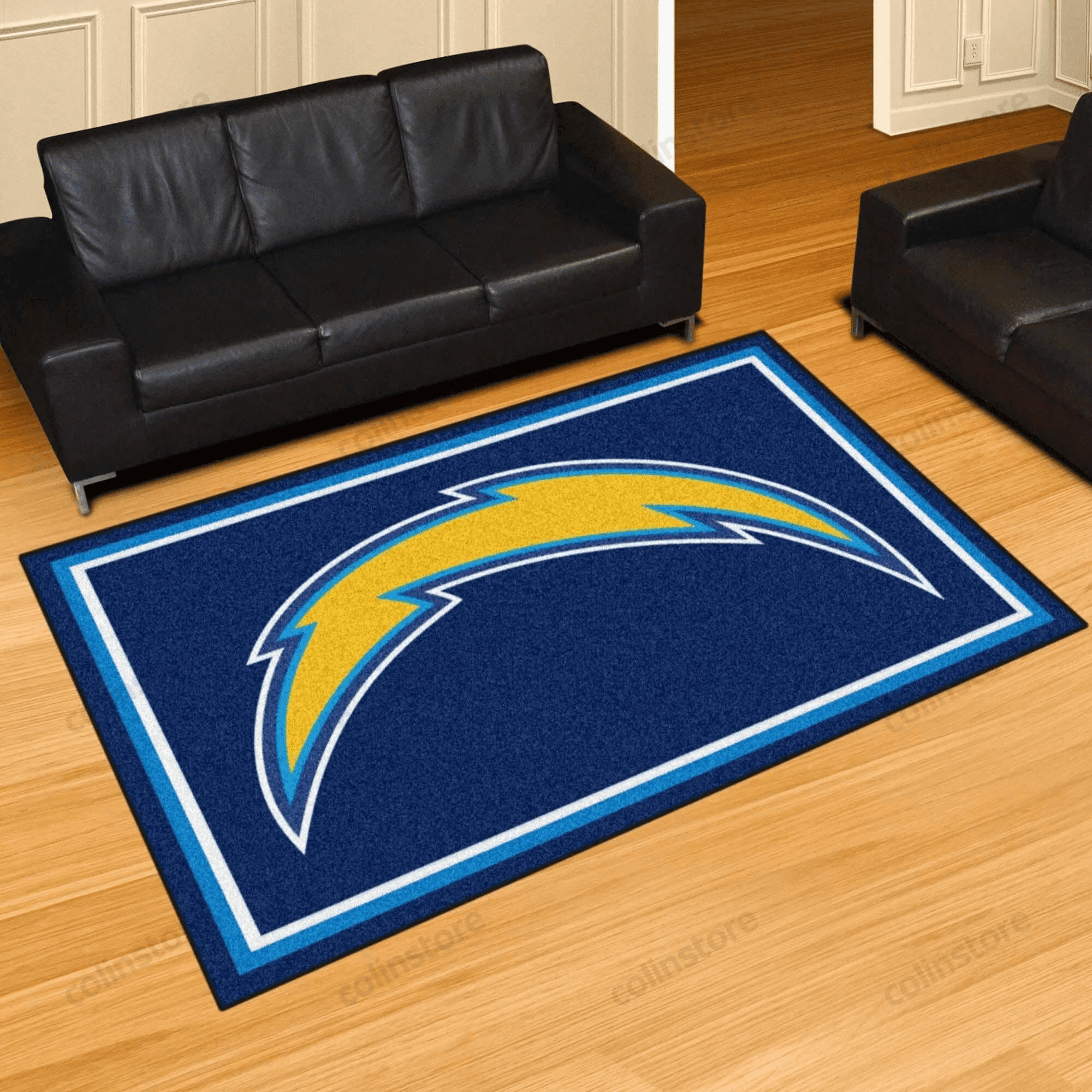 Los Angeles Chargers Rectangle Area Rug – Full Print Carpet For Living Room & Bedroom Home Decor