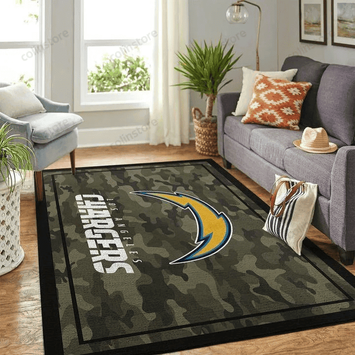 Los Angeles Chargers Rectangle Area Rug – Full Print Carpet For Living Room & Bedroom Home Decor