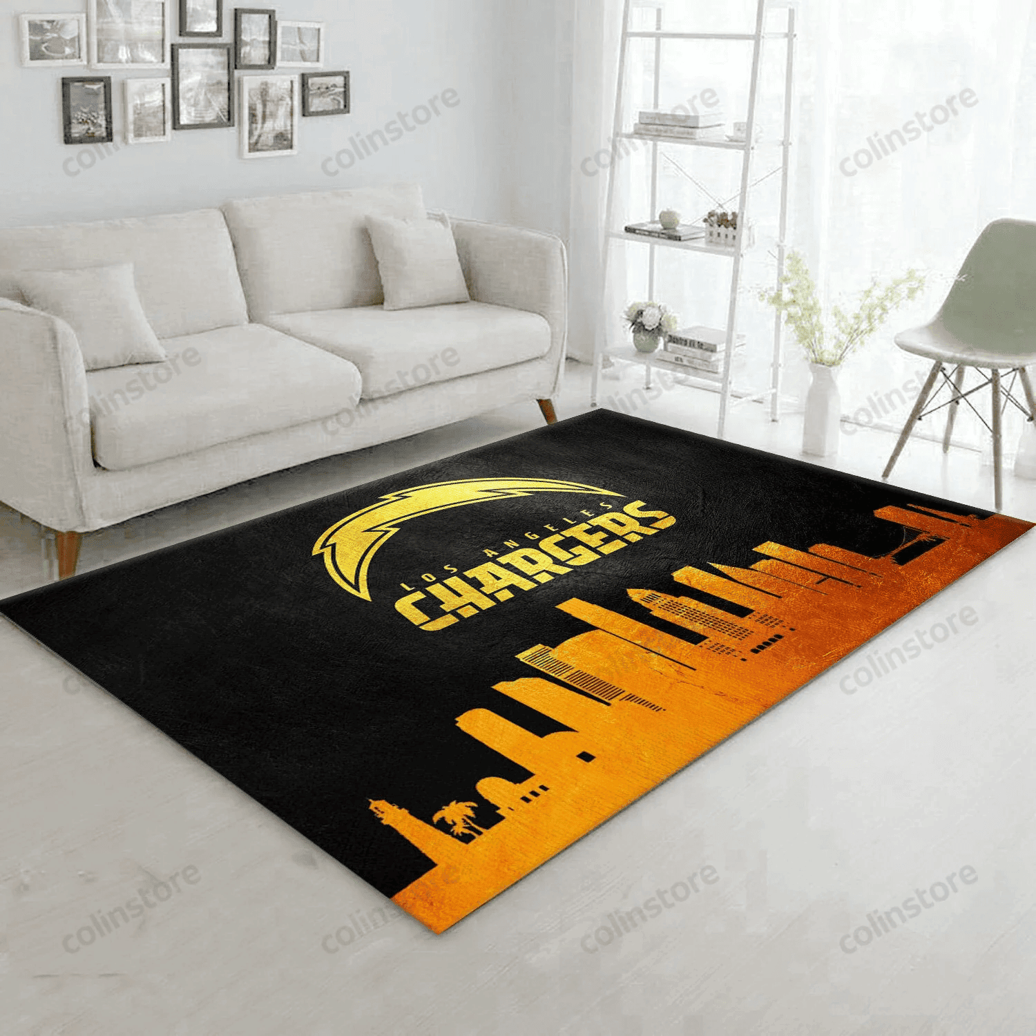 Los Angeles Chargers Rectangle Area Rug – Full Print Carpet For Living Room & Bedroom Home Decor