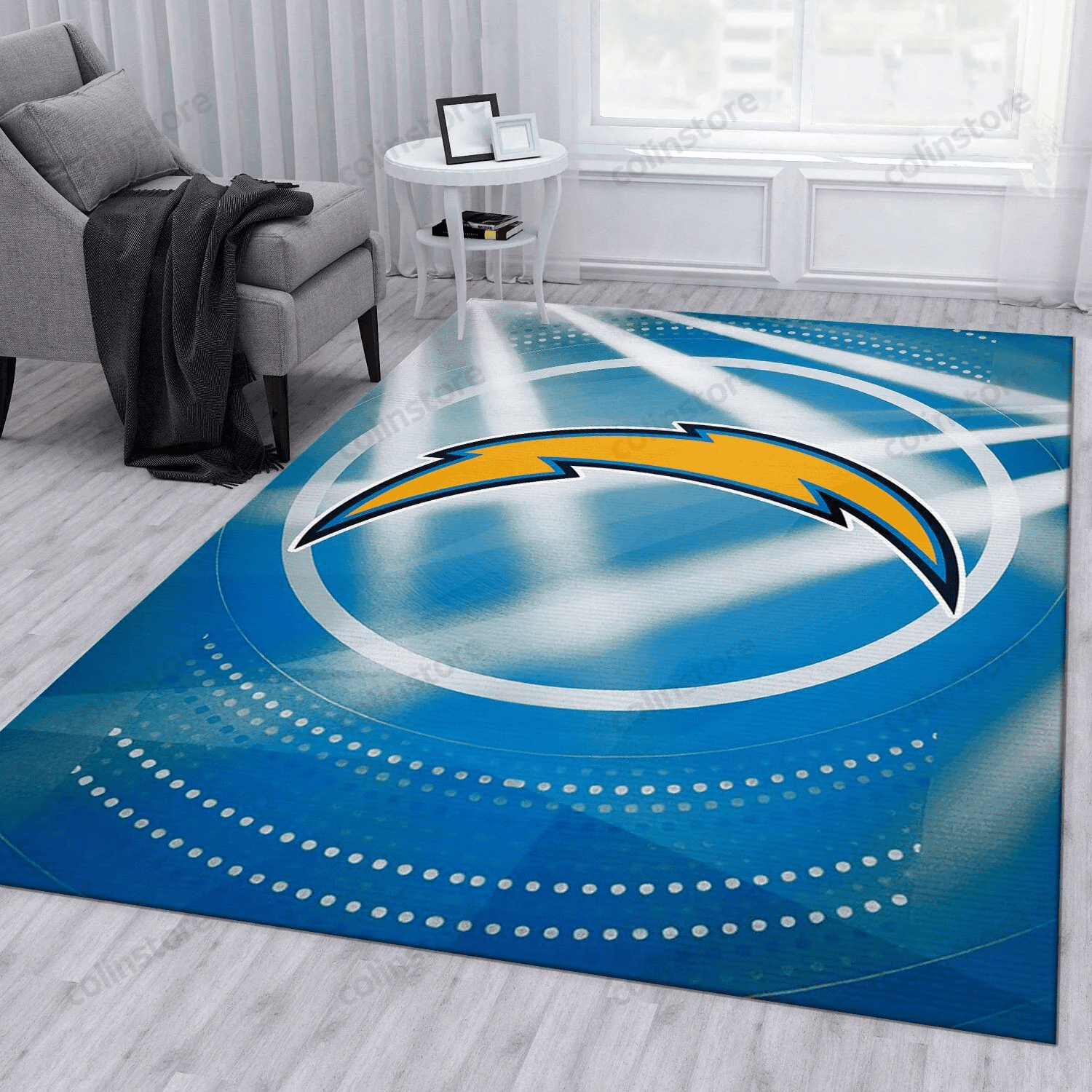 Los Angeles Chargers Rectangle Area Rug – Full Print Carpet For Living Room & Bedroom Home Decor