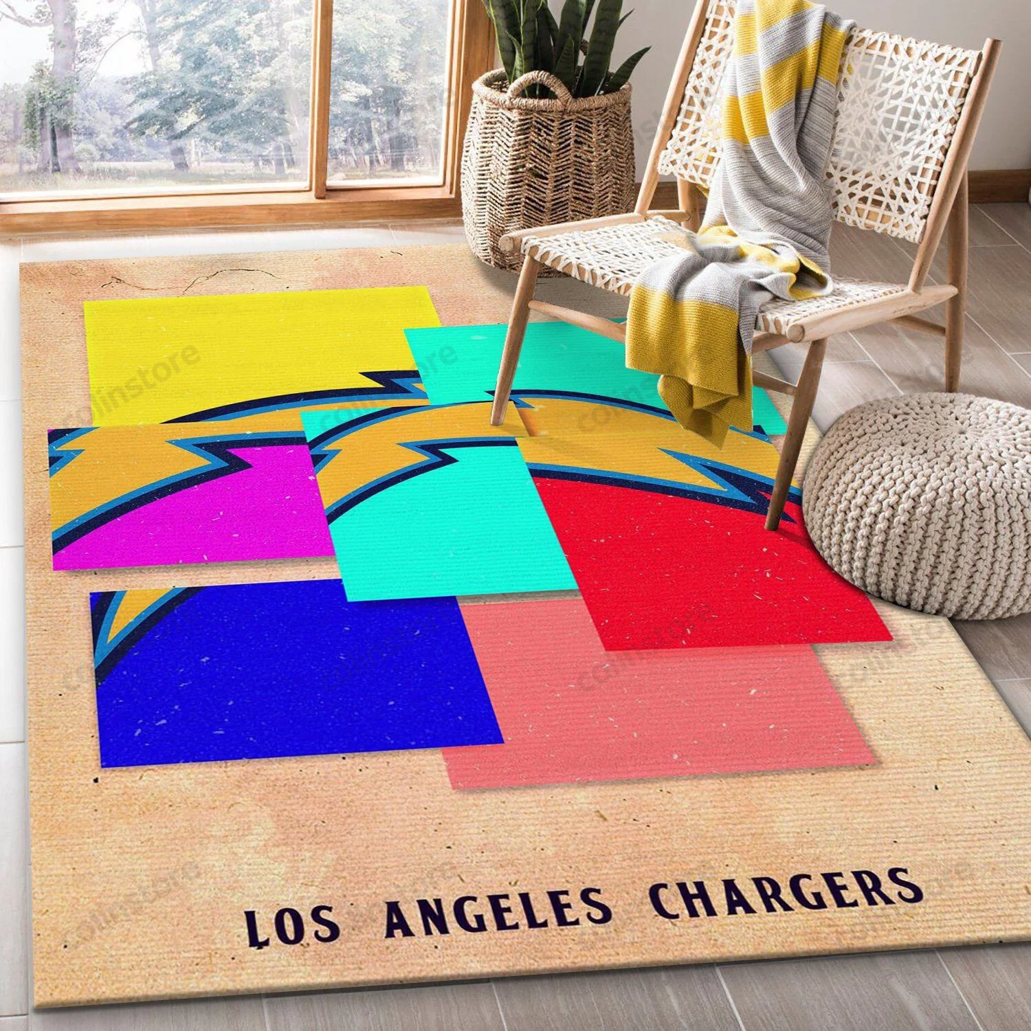 Los Angeles Chargers Rectangle Area Rug – Full Print Carpet For Living Room & Bedroom Home Decor