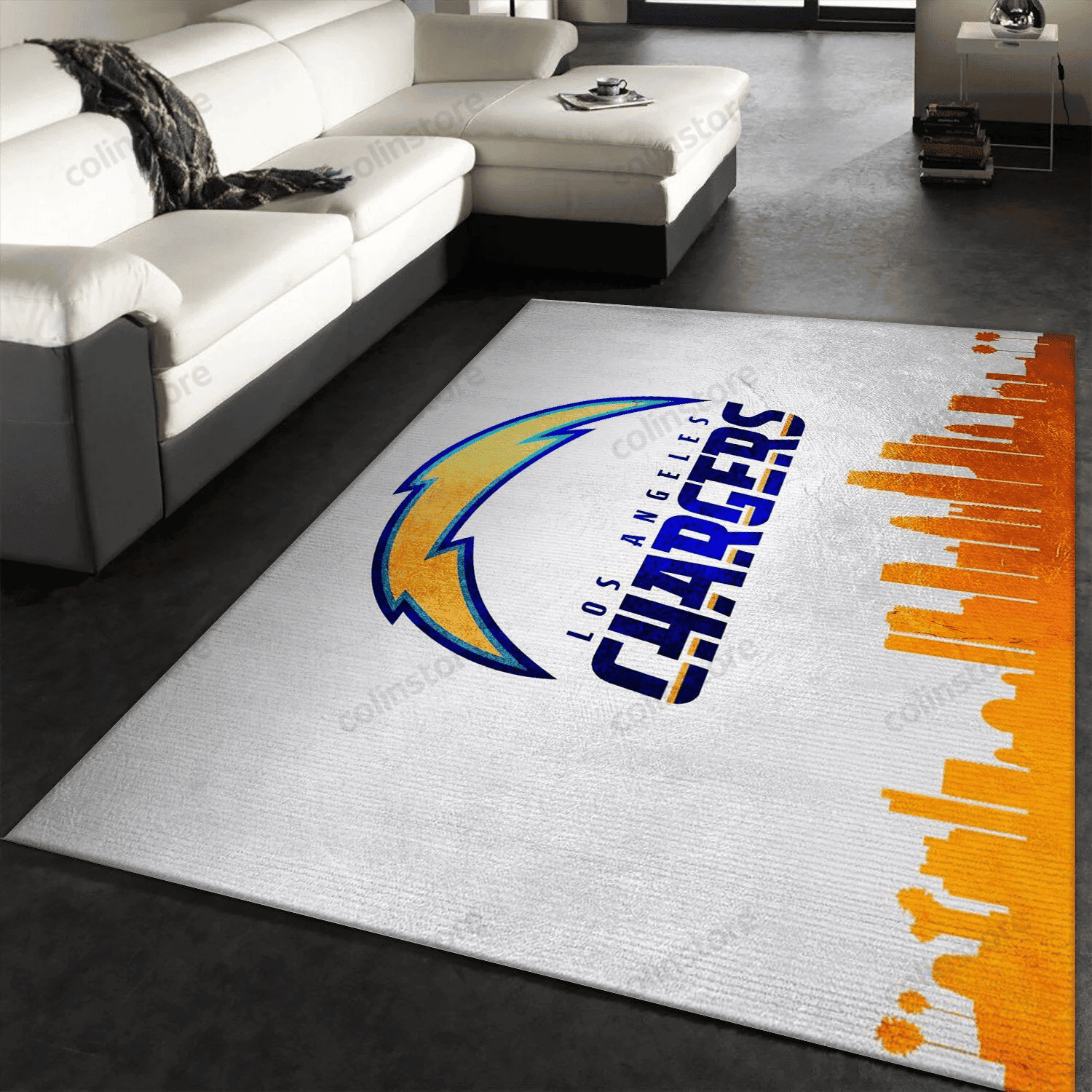 Los Angeles Chargers Rectangle Area Rug – Full Print Carpet For Living Room & Bedroom Home Decor