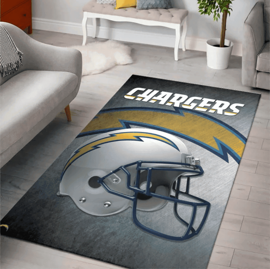Los Angeles Chargers Rectangle Area Rug – Full Print Carpet For Living Room & Bedroom Home Decor