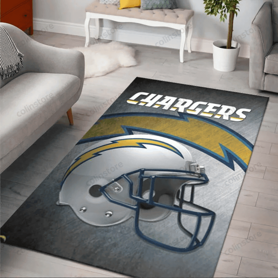 Los Angeles Chargers Rectangle Area Rug – Full Print Carpet For Living Room & Bedroom Home Decor