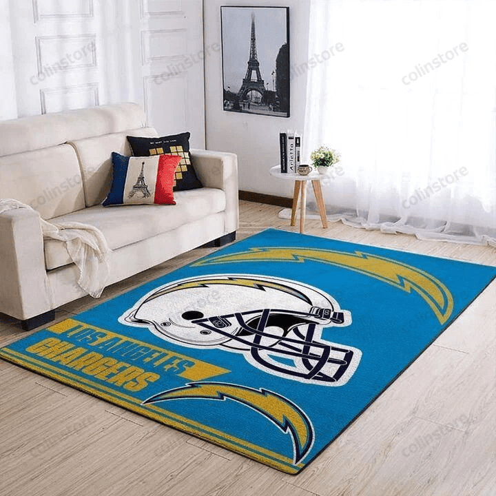 Los Angeles Chargers Rectangle Area Rug – Full Print Carpet For Living Room & Bedroom Home Decor