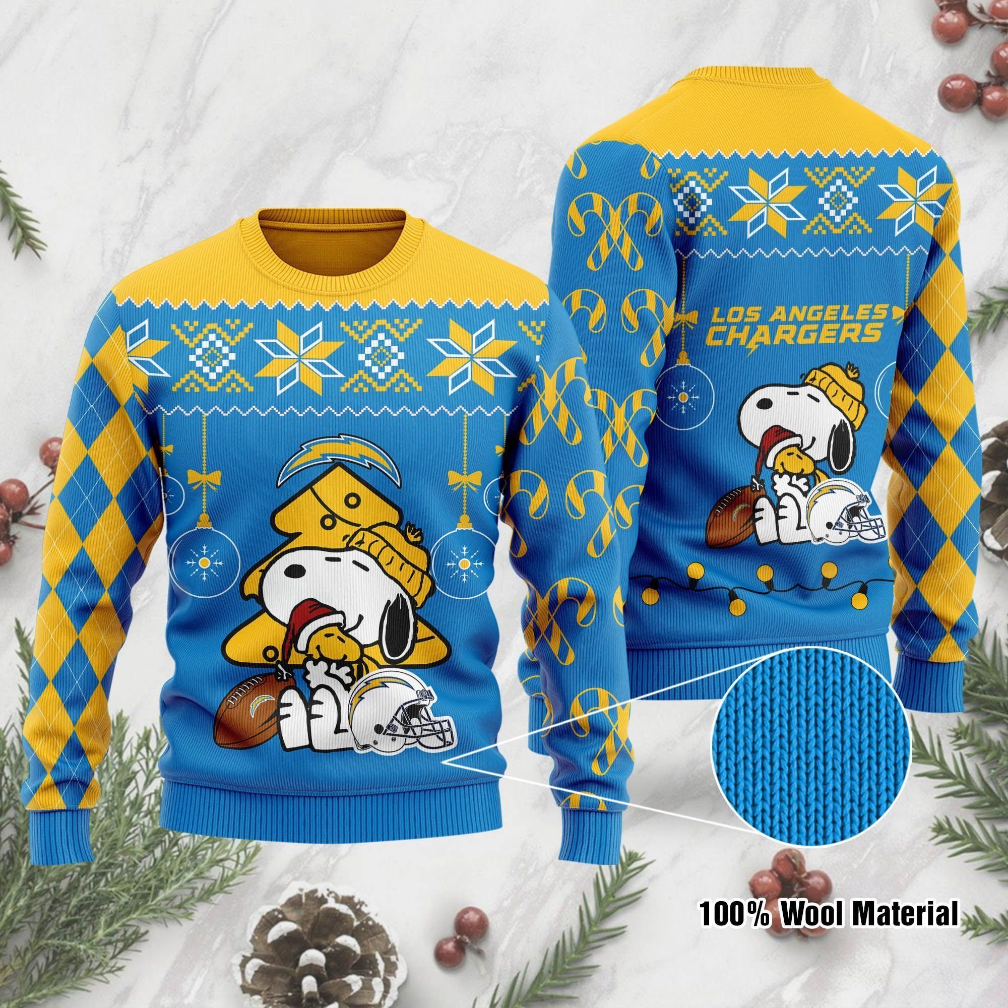 Los Angeles Chargers Snoopy Ugly Christmas Sweater Holiday Party For Men Women