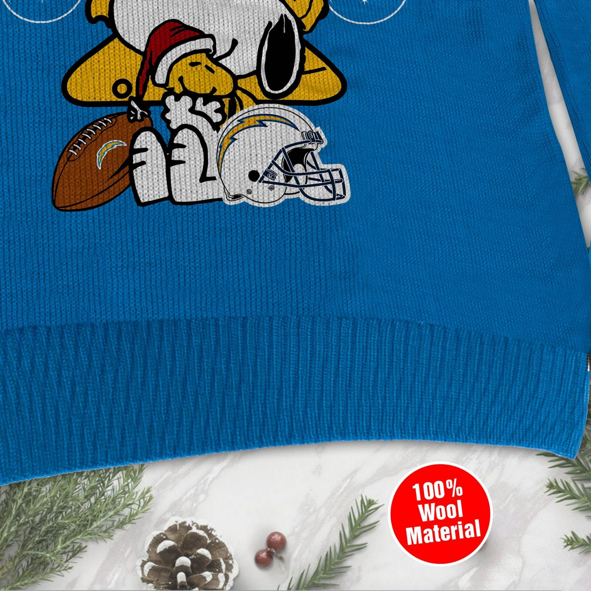 Los Angeles Chargers Snoopy Ugly Christmas Sweater, Perfect Holiday Gift - Image 4