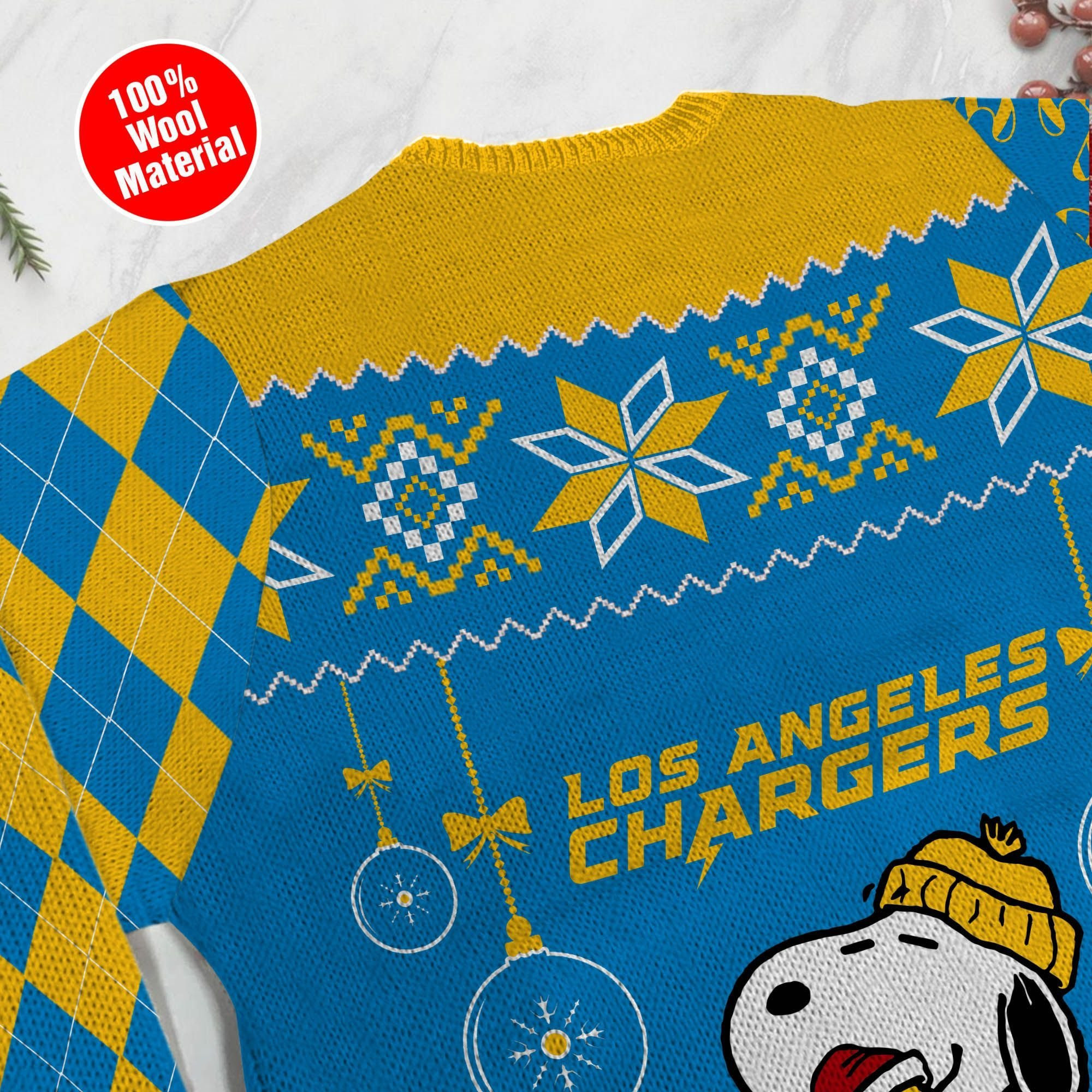 Los Angeles Chargers Snoopy Ugly Christmas Sweater, Perfect Holiday Gift - Image 5