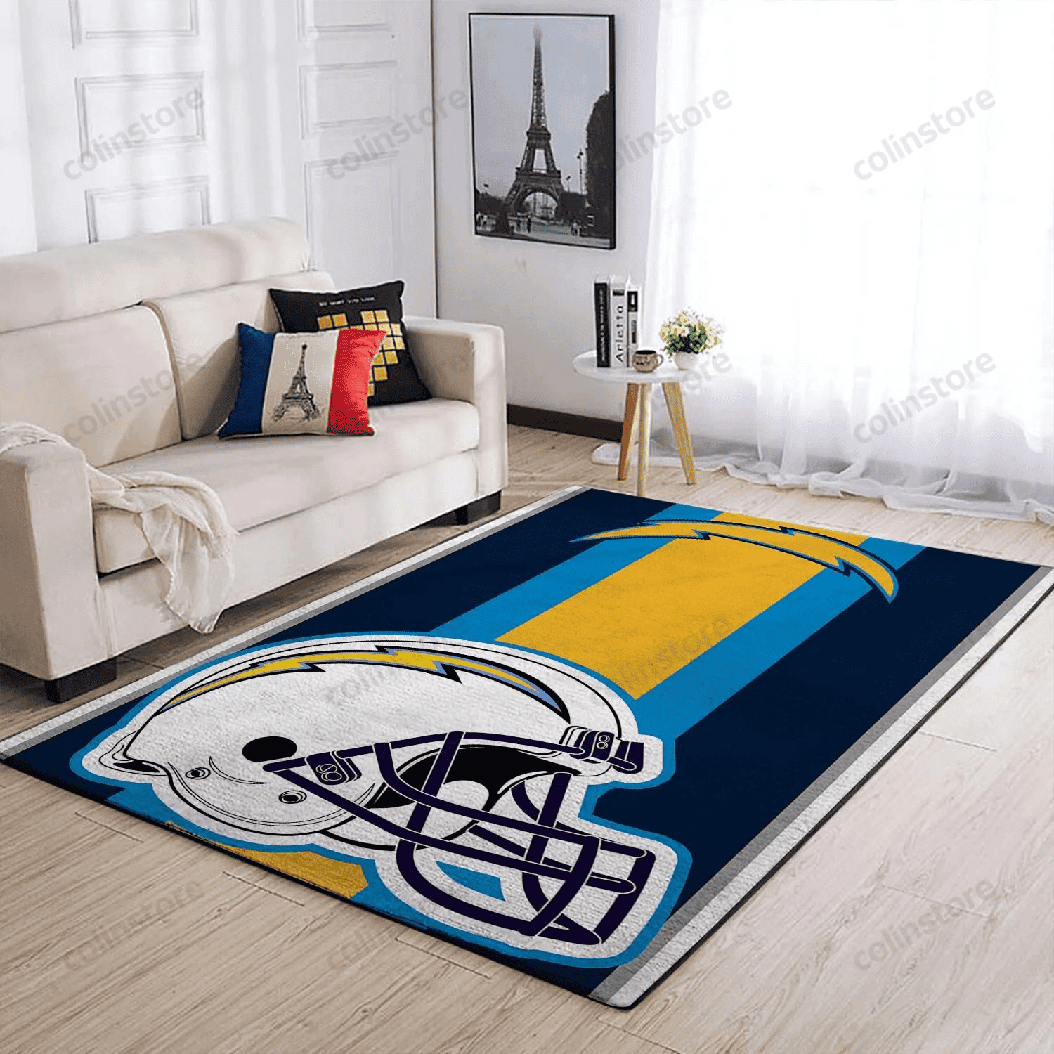 Los Angeles Chargers Team Logo Helmet Nice Gift Rectangle Area Rug – Full Print Carpet For Living Room & Bedroom Home Decor