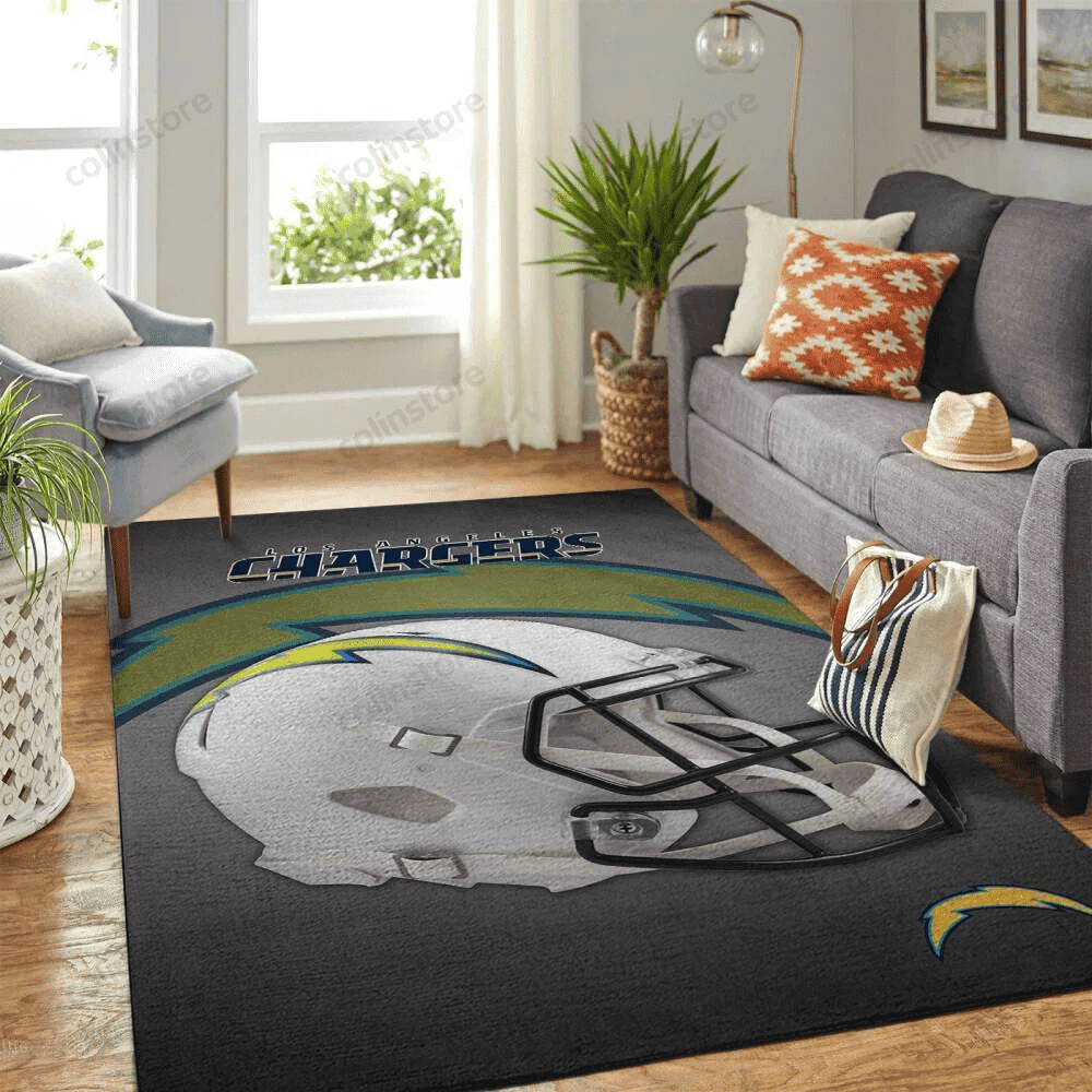 Los Angeles Chargers Team Logo Rectangle Area Rug – Full Print Carpet For Living Room & Bedroom Home Decor
