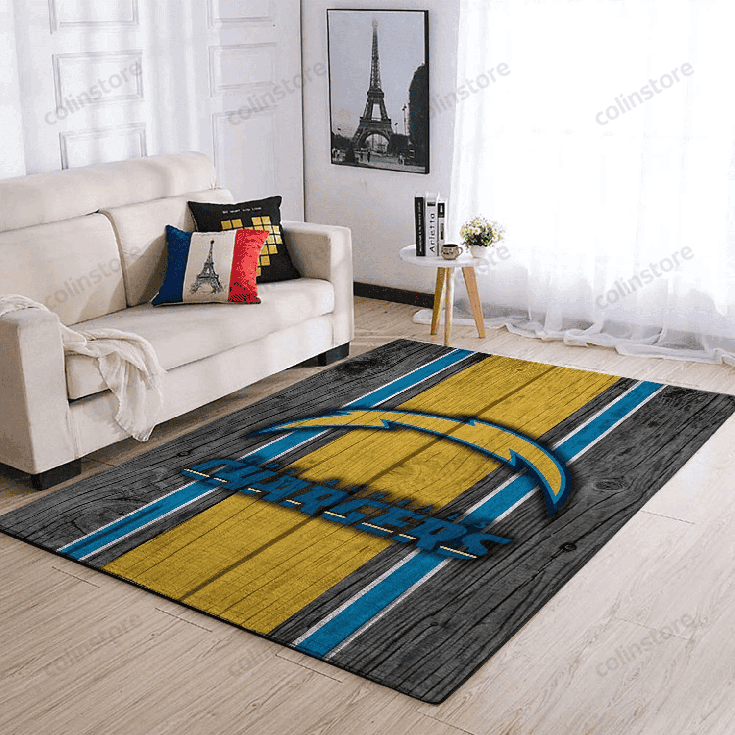 Los Angeles Chargers Team Logo Rectangle Area Rug – Full Print Carpet For Living Room & Bedroom Home Decor