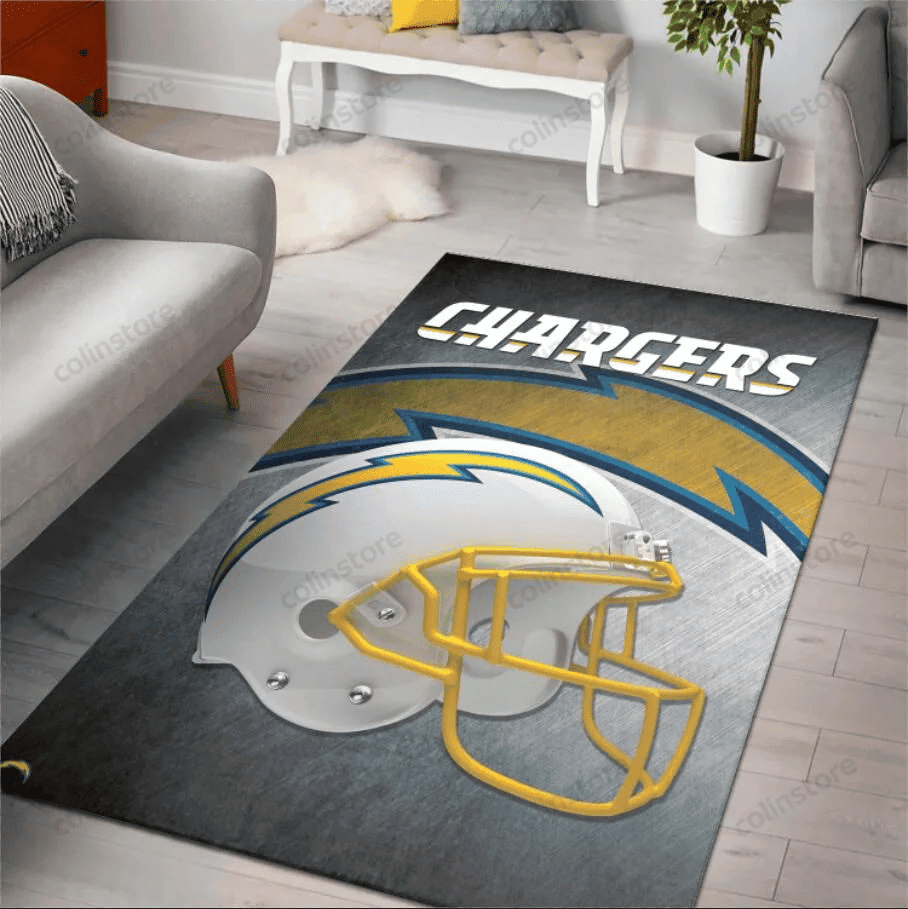 Los Angeles Chargers Team Rectangle Area Rug – Full Print Carpet For Living Room & Bedroom Home Decor