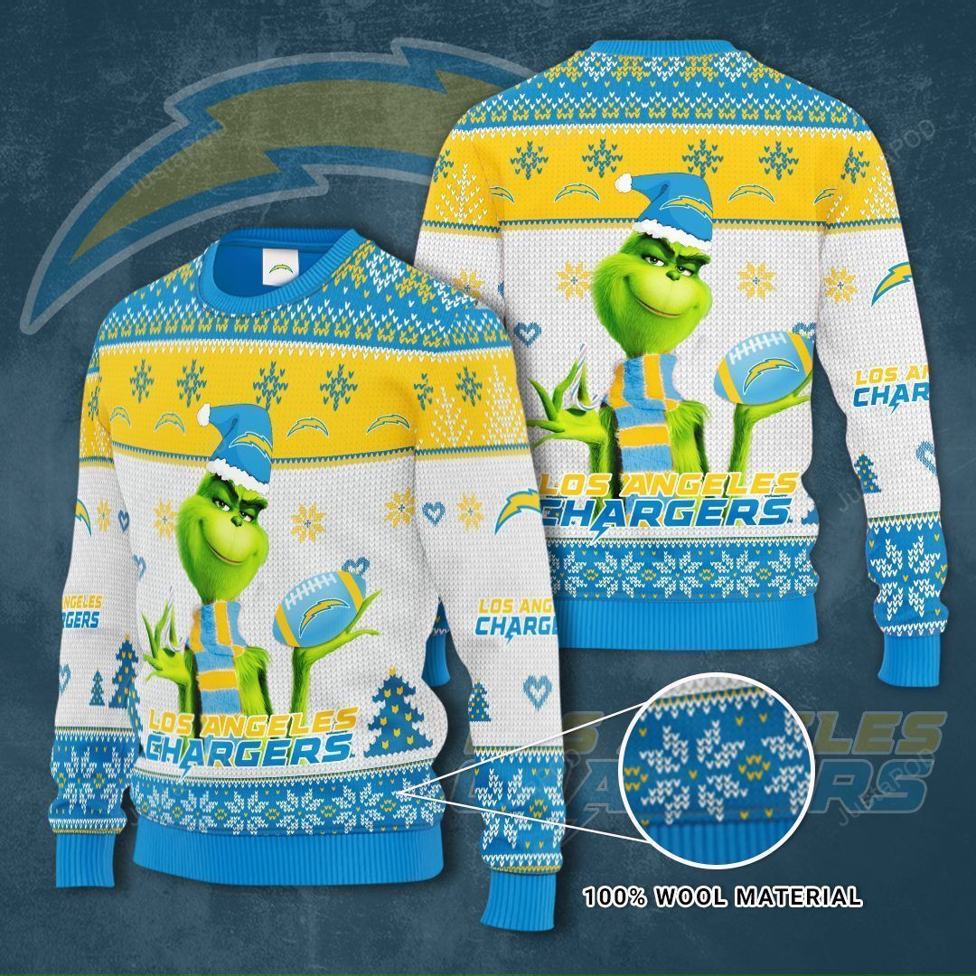 Los Angeles Chargers The Grinch Ugly Christmas Sweater, Perfect Holiday Gift