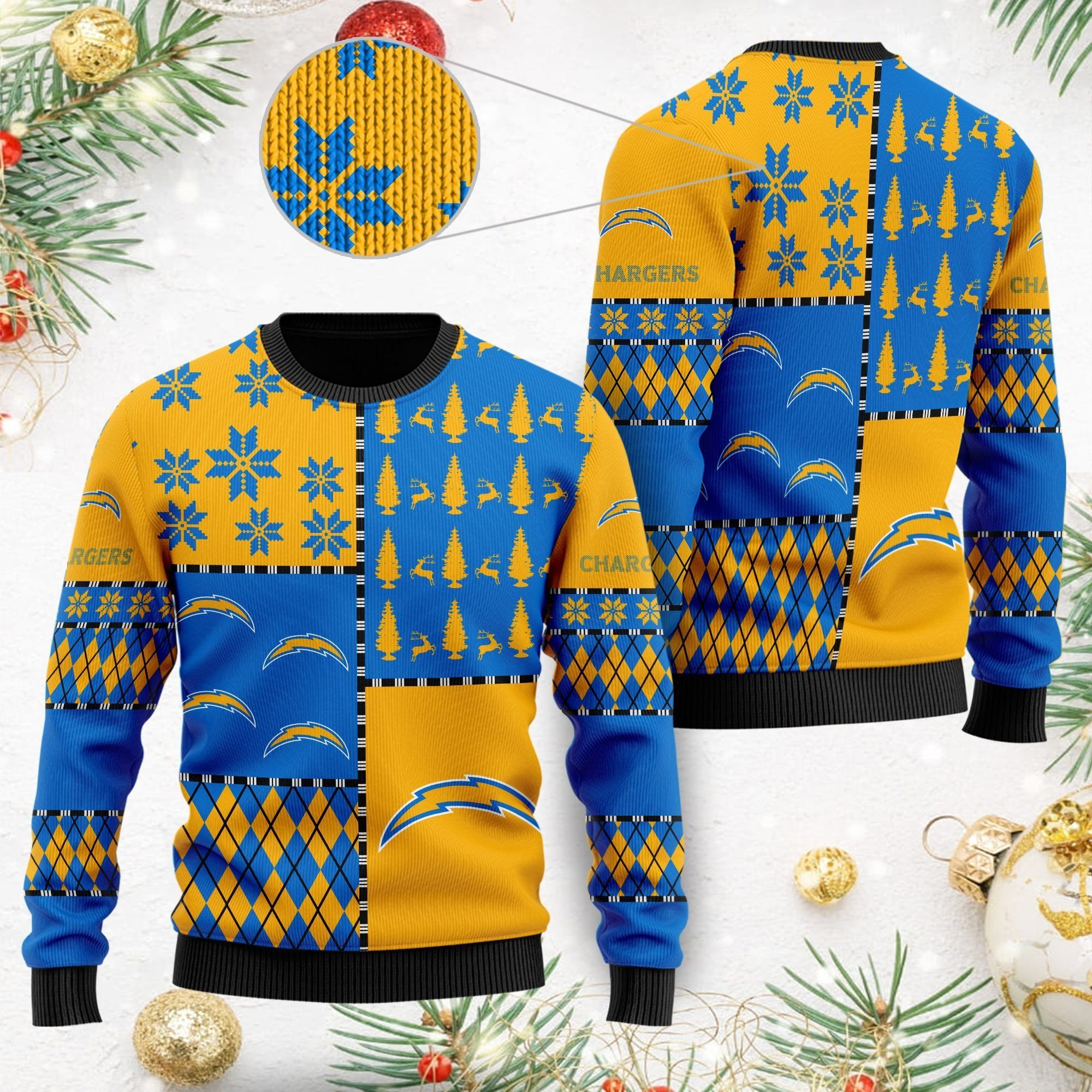 Los Angeles Chargers Ugly Christmas Sweater Full Size For Sale Best Christmas Gift For Chargers Fans