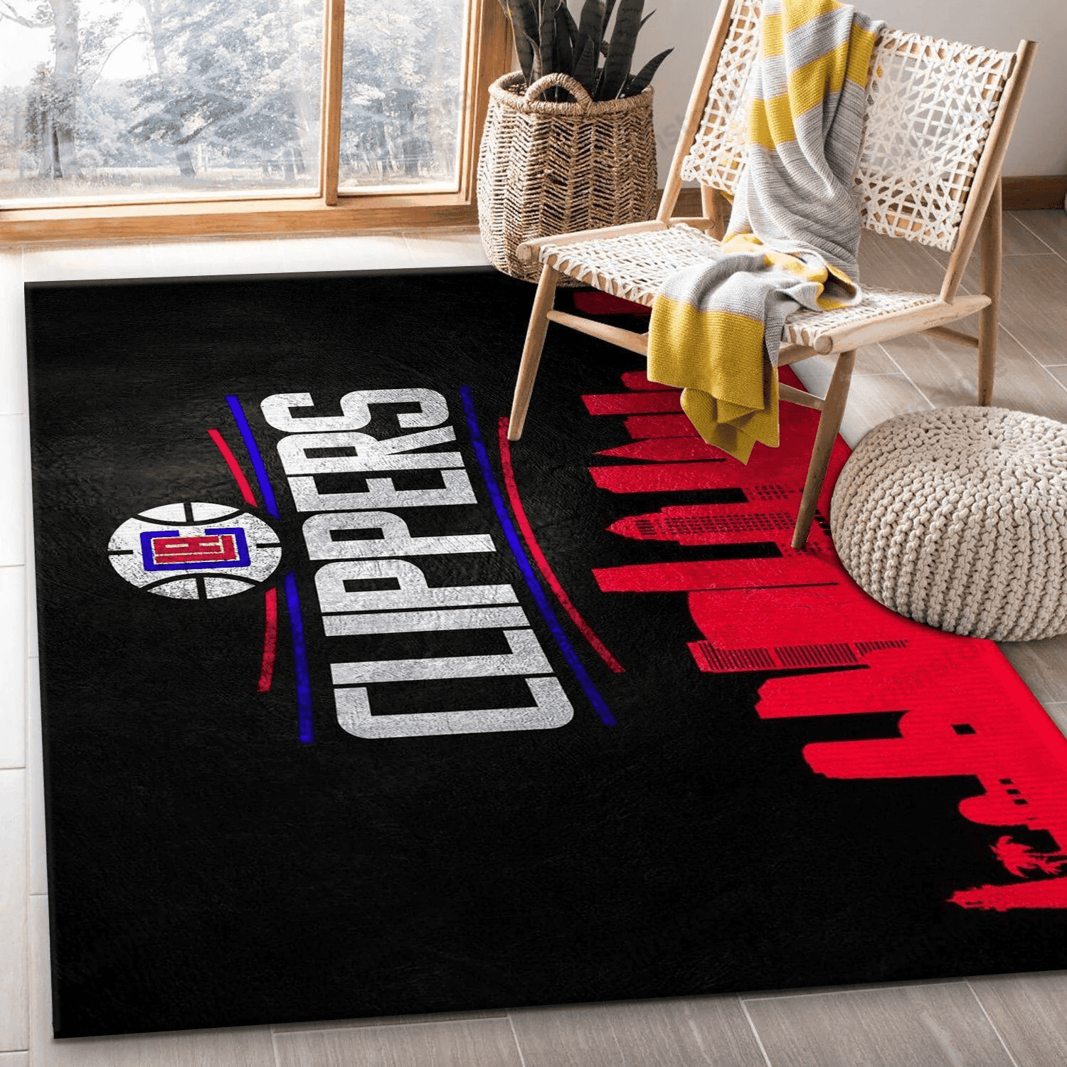Los Angeles Clippers Skyline Team Logo 3D Rectangle Area Rug – Full Print Carpet For Living Room & Bedroom Home Decor