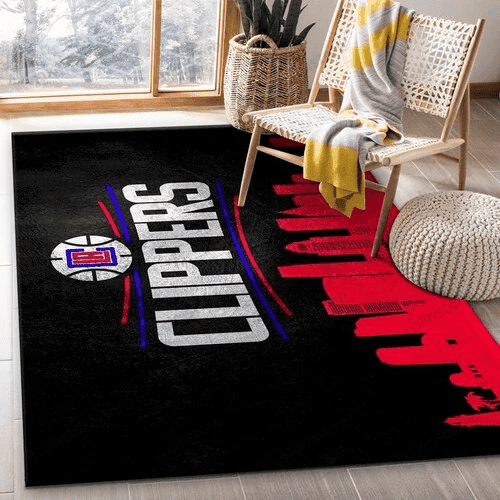 Los Angeles Clippers Team Logo Rectangle Area Rug – Full Print Carpet For Living Room & Bedroom Home Decor