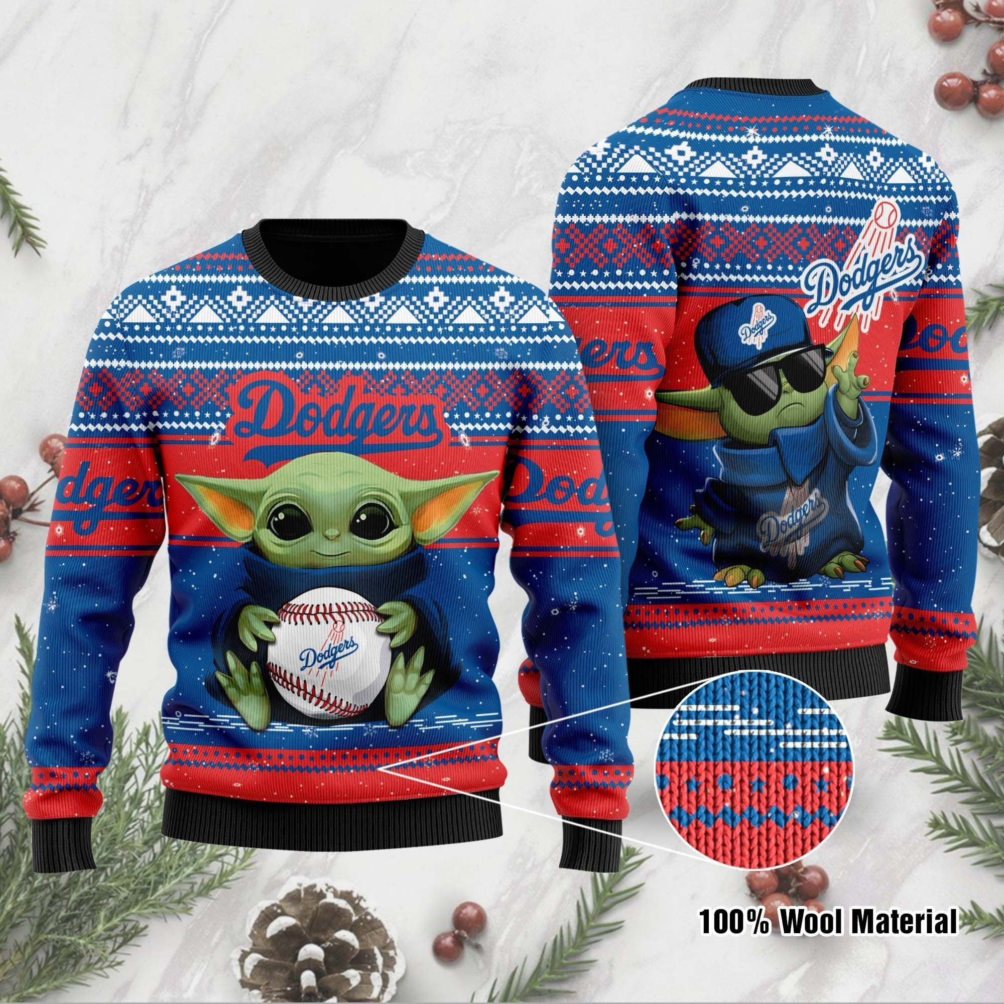 Los Angeles Dodgers Grogu Baby Yoda Hug Logo Ugly Christmas Sweater, Perfect Holiday Gift