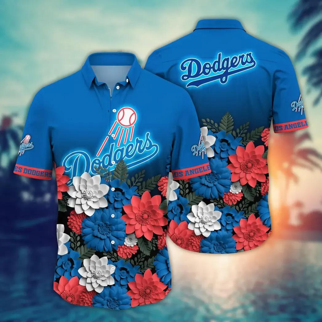 Los Angeles Dodgers Patriotic Blossom Aloha Hawaiian Shirt for Men & Women