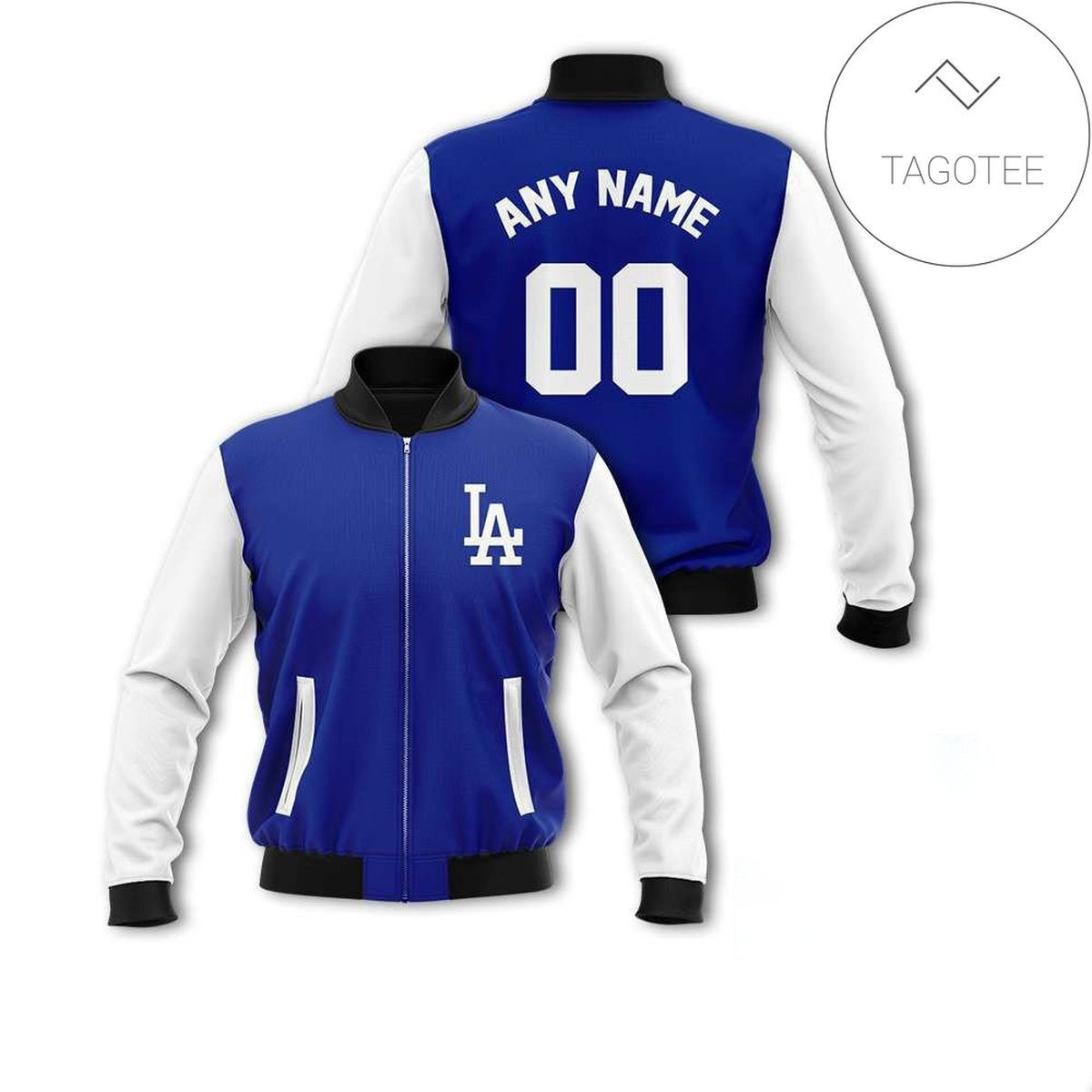 Los Angeles Dodgers Personalized Name Number Blue White Bomber Jacket | MLB Team Jacket for Men & Women | Baseball Fan Gift