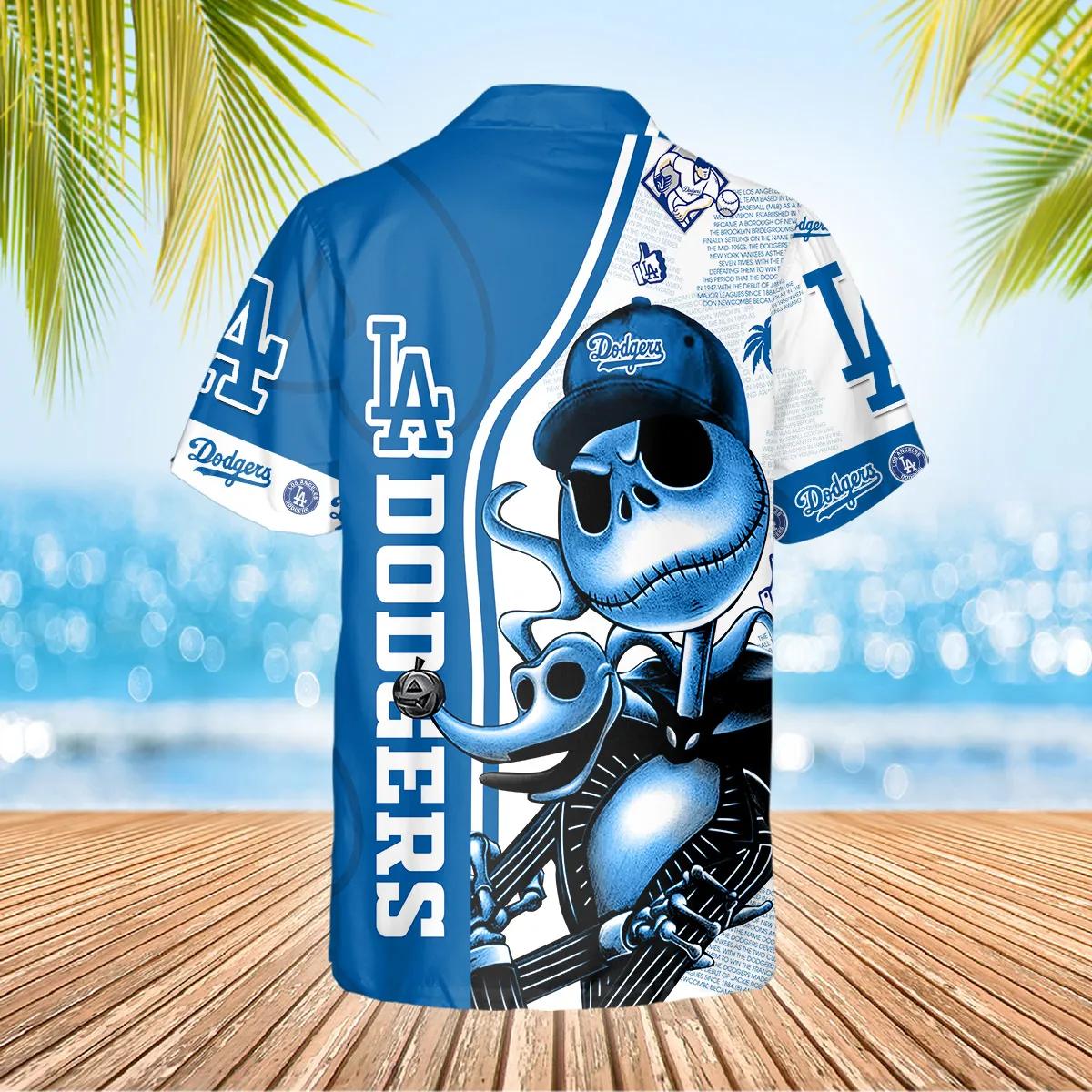 Los Angeles Dodgers Skeleton Swag Aloha Hawaiian Shirt for Men & Women - Image 3