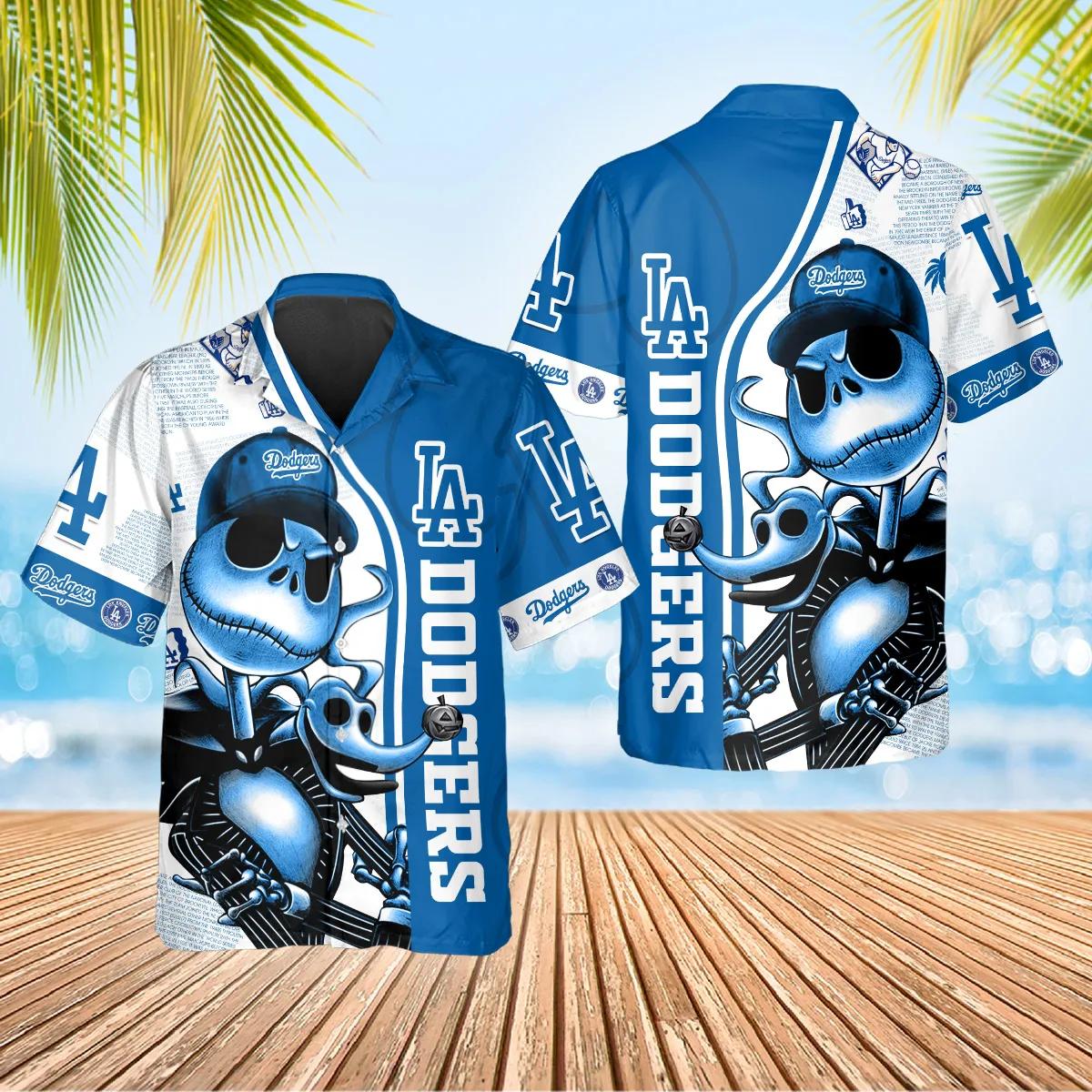 Los Angeles Dodgers Skeleton Swag Aloha Hawaiian Shirt for Men & Women