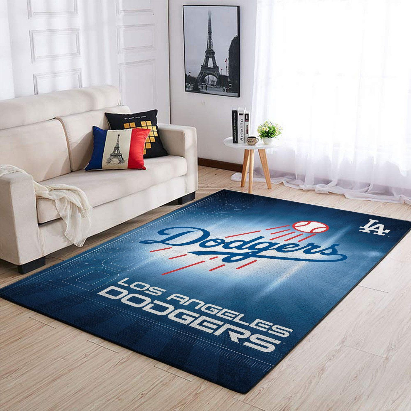 Los Angeles Dodgers Team Logo Rectangle Area Rug – Full Print Carpet For Living Room & Bedroom Home Decor