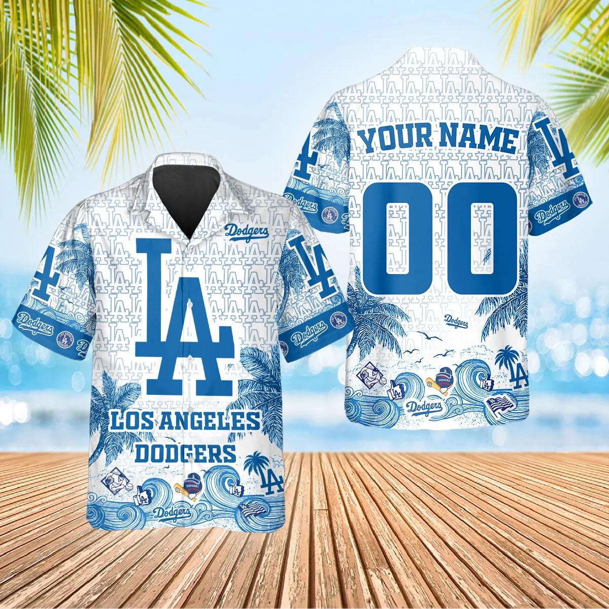 Los Angeles Dodgers Wave Palms Aloha Hawaiian Shirt for Men & Women