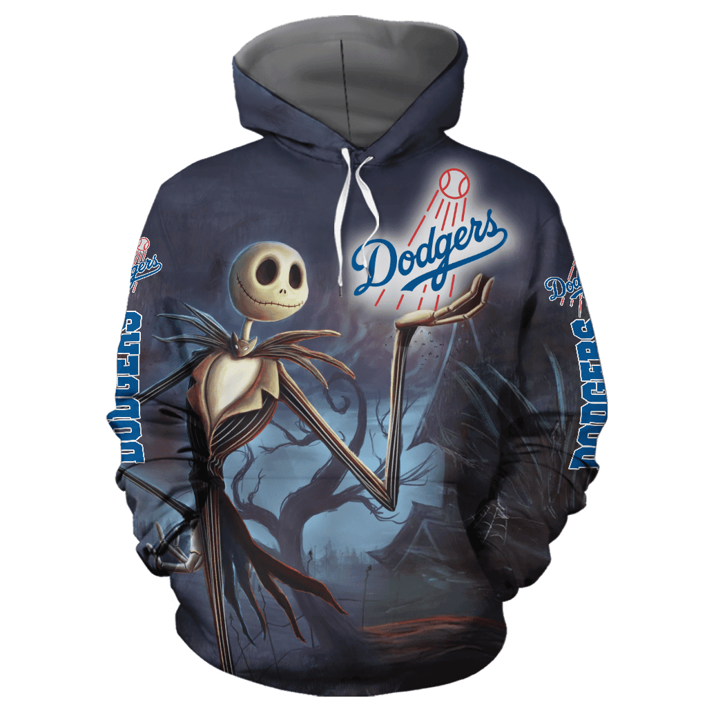 Los Angeles Dodgers With Jack Skellington 3D All Over Print Hoodie & Zip Hoodie