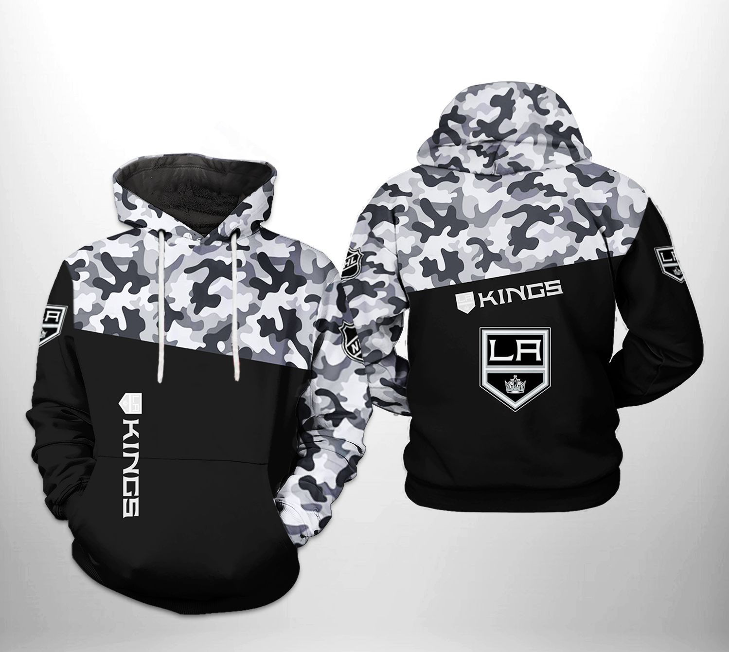 Los Angeles Kings NHL Camo Veteran 3D All Over Print Hoodie & Zip Hoodie