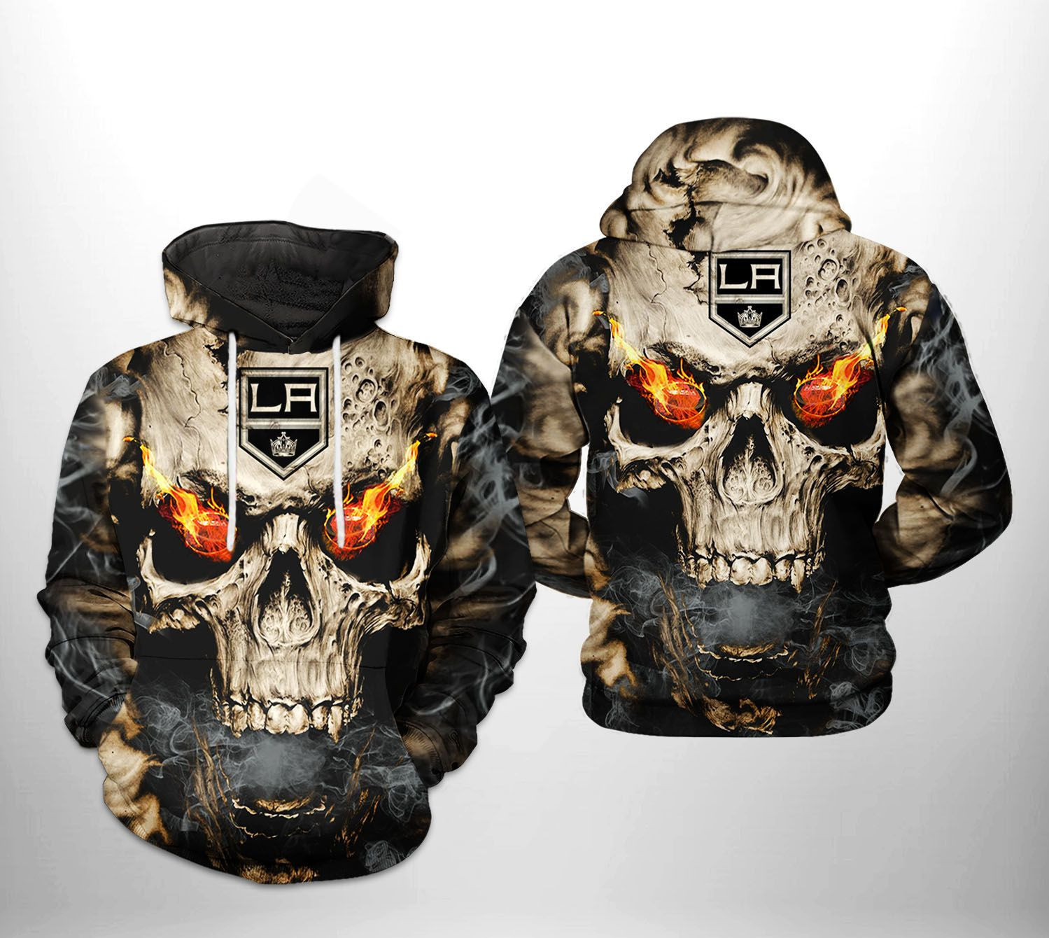 Los Angeles Kings NHL Skull 3D All Over Print Hoodie & Zip Hoodie
