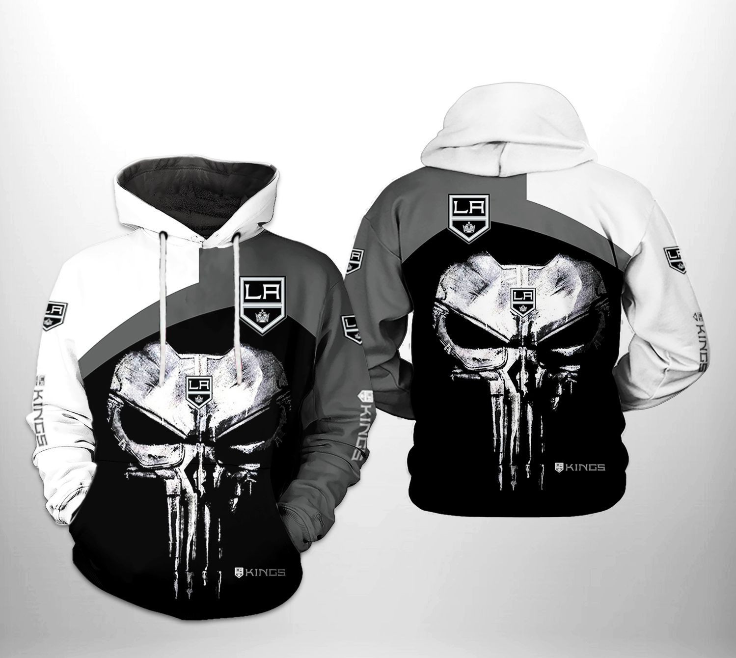 Los Angeles Kings NHL Skull Punisher 3D All Over Print Hoodie & Zip Hoodie