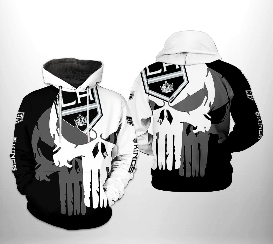 Los Angeles Kings NHL Team Skull 3D All Over Print Hoodie & Zip Hoodie