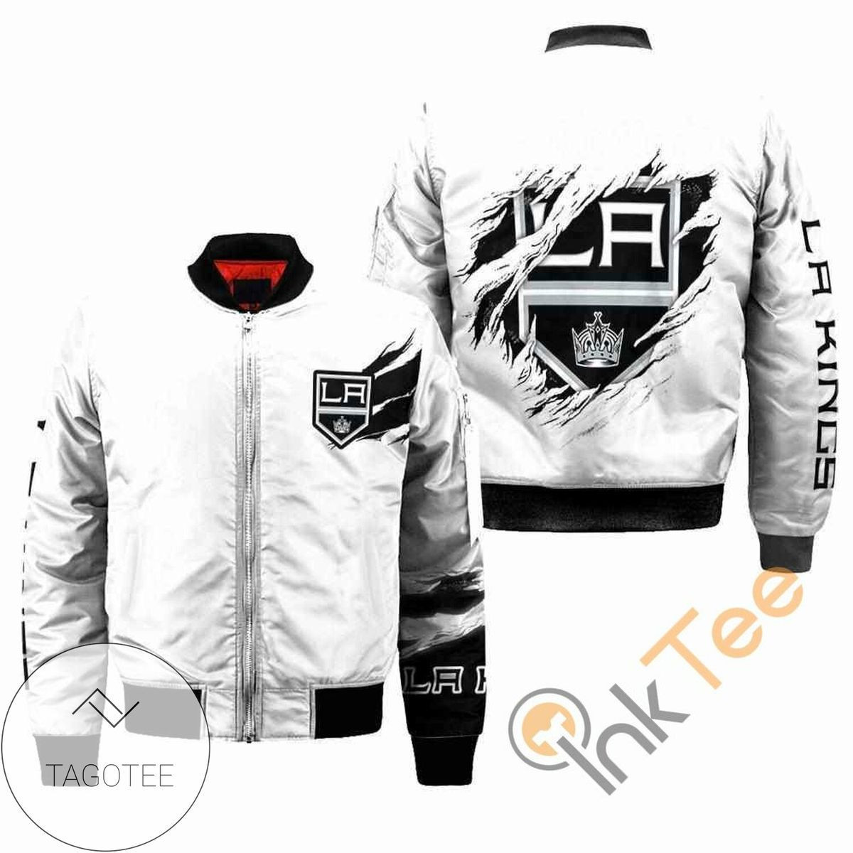 Los Angeles Kings White Bomber Jacket | NHL Team Jacket for Men & Women | Hockey Fan Gift