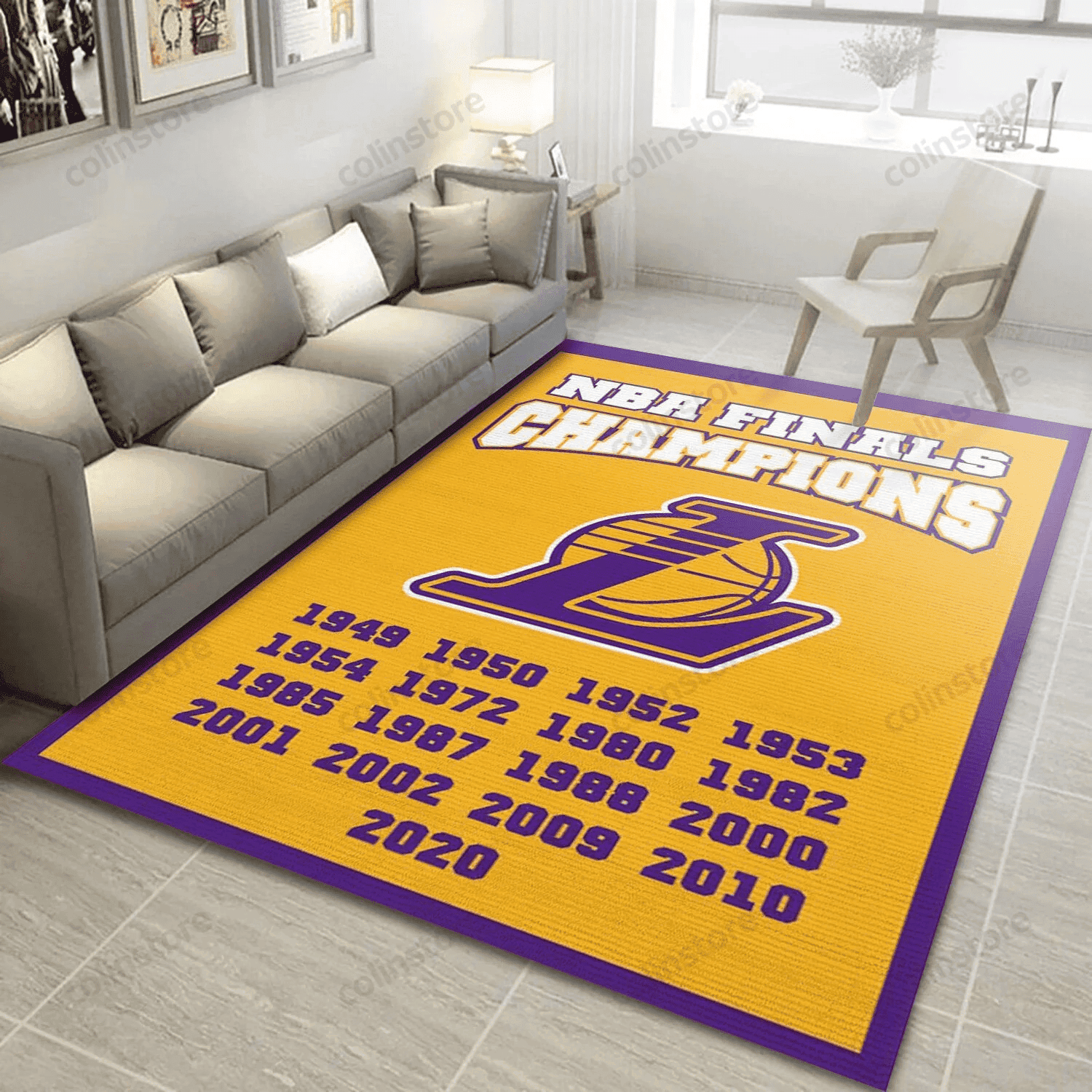 Los Angeles Lakers Champions Area Rectangle Area Rug – Full Print Carpet For Living Room & Bedroom Home Decor