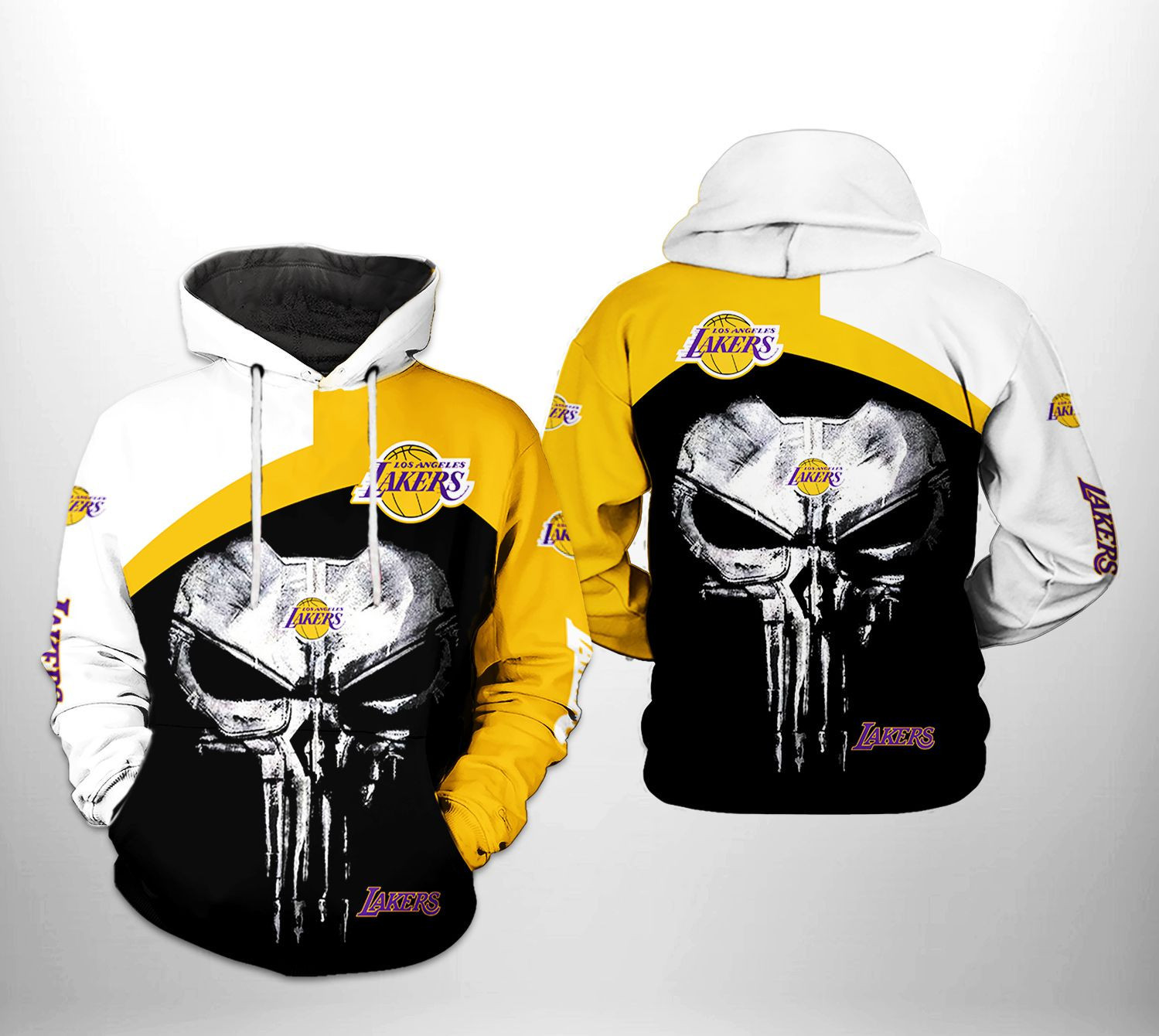 Los Angeles Lakers NBA Skull Punisher Team 3D All Over Print Hoodie & Zip Hoodie