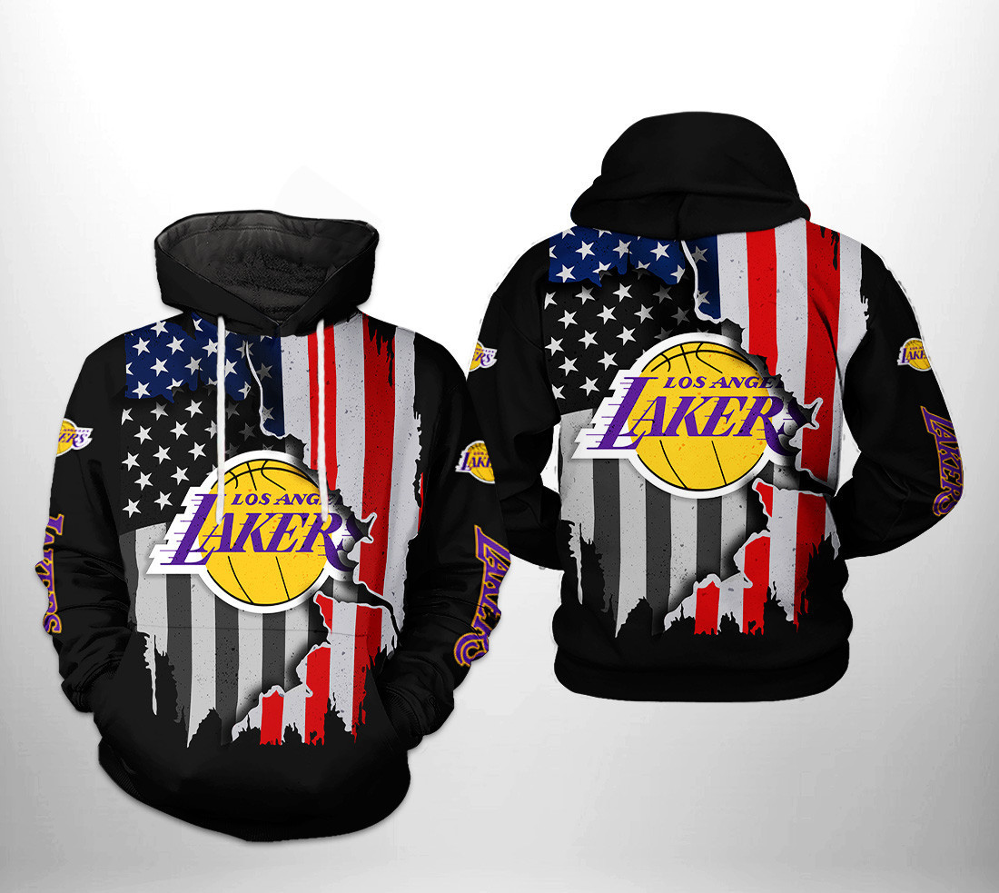 Los Angeles Lakers NBA US Flag Team 3D All Over Print Hoodie & Zip Hoodie