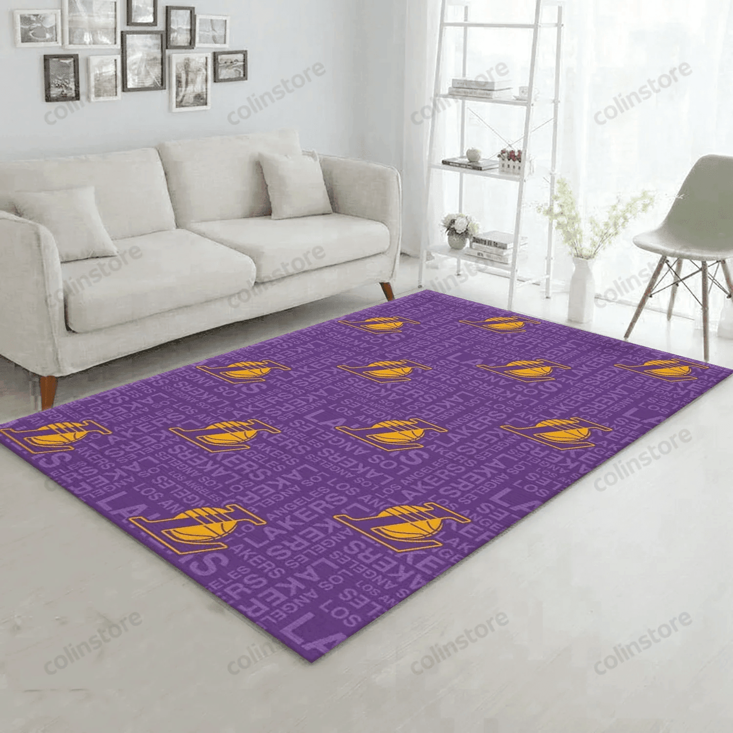 Los Angeles Lakers Patterns Reangle Rectangle Area Rug – Full Print Carpet For Living Room & Bedroom Home Decor