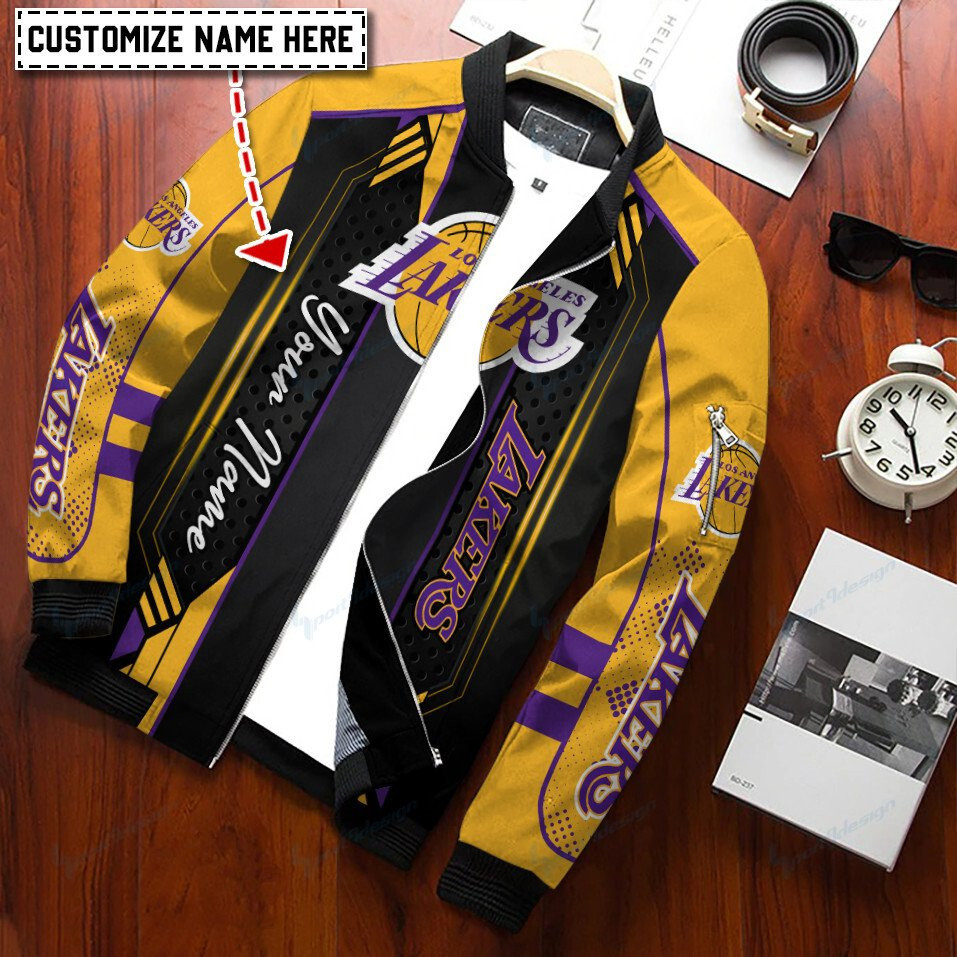 Los Angeles Lakers Personalized Bomber Jacket | NBA Team Jacket for Men & Women | Basketball Fan Gift