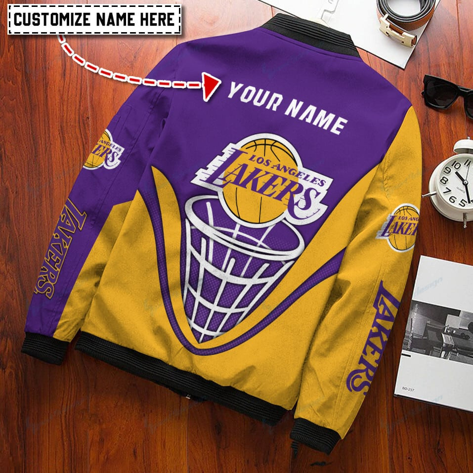 Los Angeles Lakers Personalized Bomber Jacket | NBA Team Jacket for Men & Women | Basketball Fan Gift