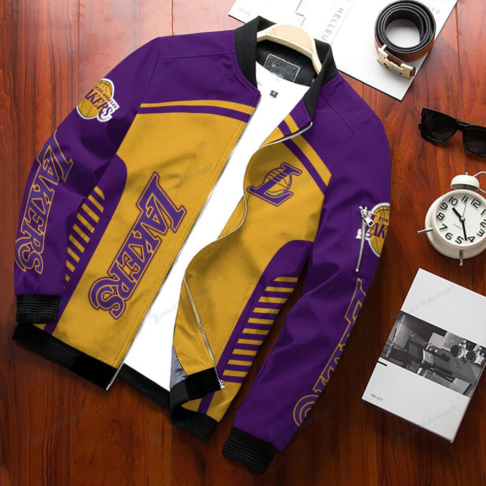 Los Angeles Lakers Personalized Bomber Jacket | NBA Team Jacket for Men & Women | Basketball Fan Gift