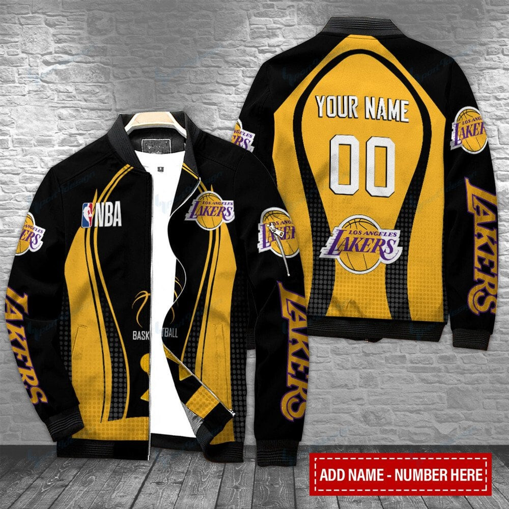 Los Angeles Lakers Personalized Bomber Jacket | NBA Team Jacket for Men & Women | Basketball Fan Gift