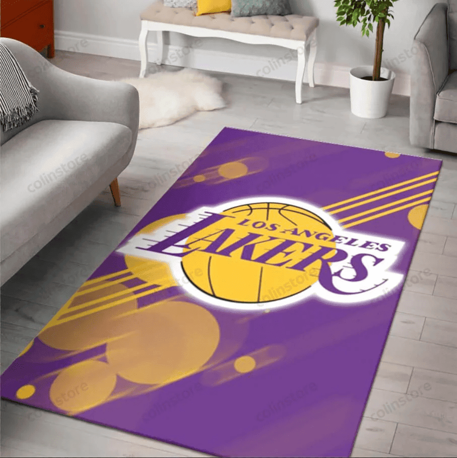 Los Angeles Lakers Rectangle Area Rug – Full Print Carpet For Living Room & Bedroom Home Decor