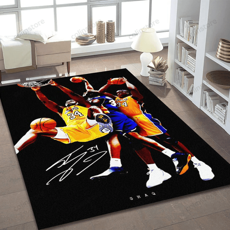 Los Angeles Lakers Team Logo Grey Wooden 3D Rectangle Area Rug – Full Print Carpet For Living Room & Bedroom Home Decor