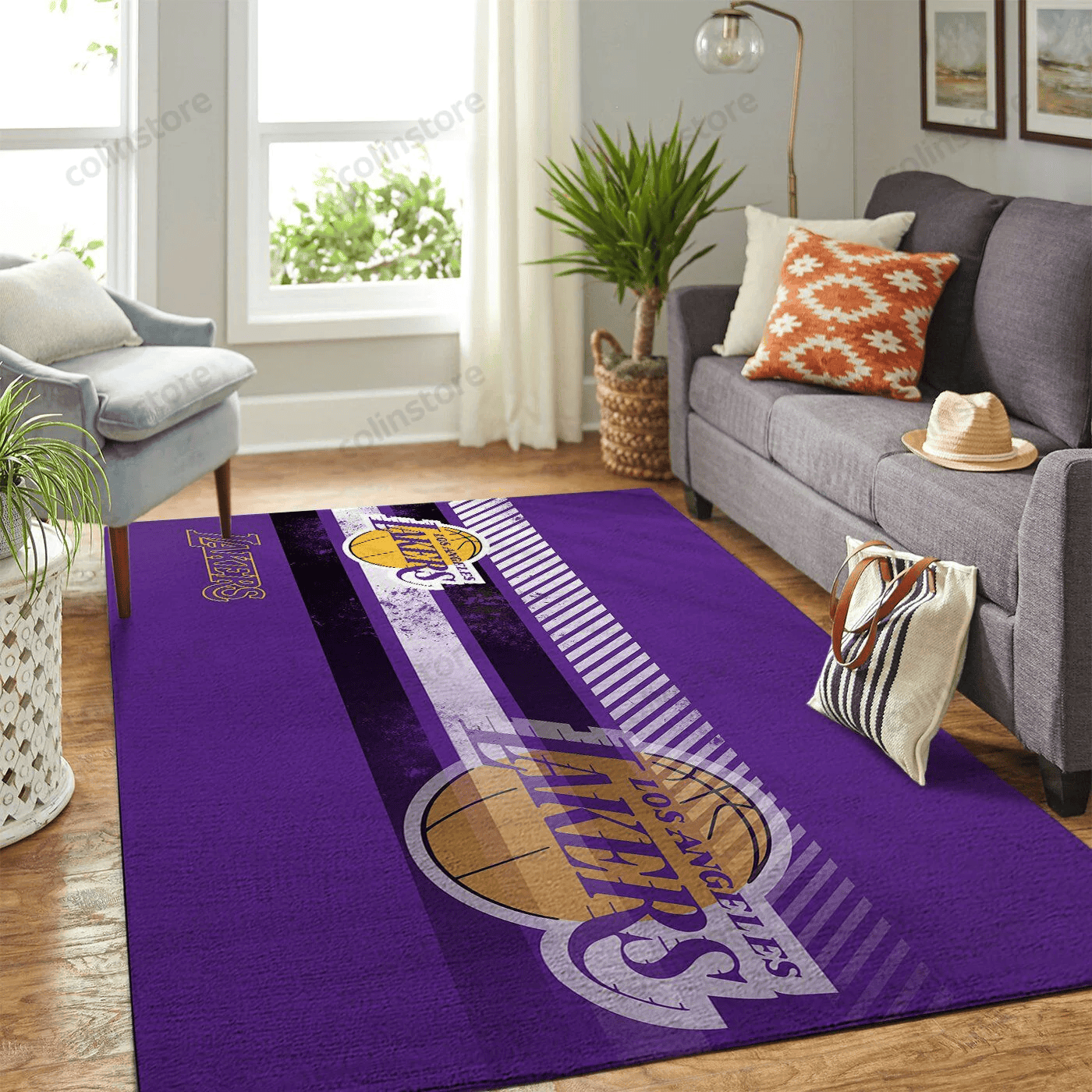 Los Angeles Lakers Team Logo Nice Gift Rectangle Area Rug – Full Print Carpet For Living Room & Bedroom Home Decor