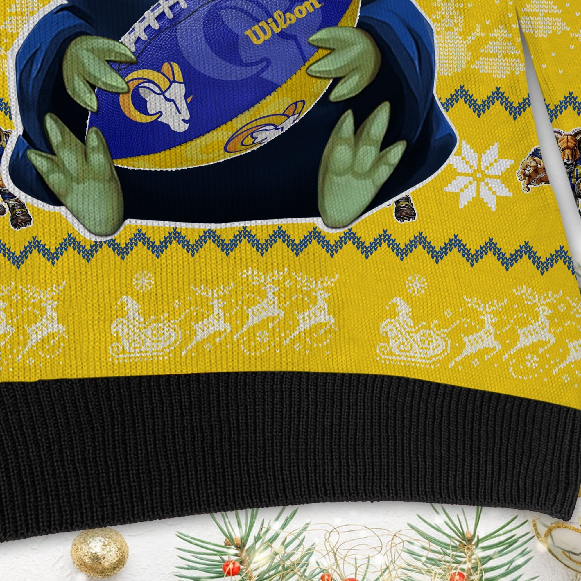 Los Angeles Rams Baby Yoda Ugly Christmas Sweater, Perfect Holiday Gift - Image 5