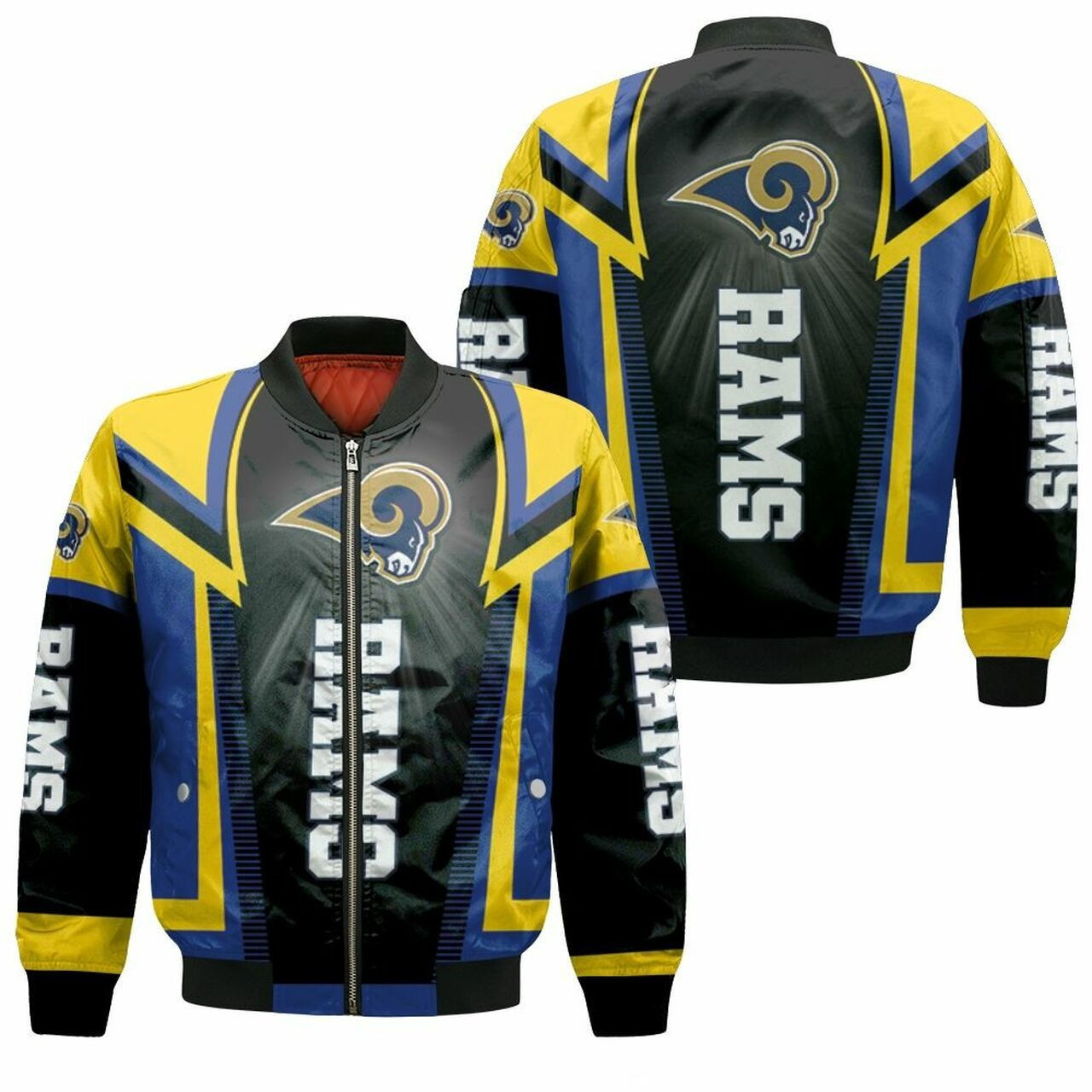 Los Angeles Rams Black Blue Bomber Jacket | NFL Team Jacket for Men & Women | Football Fan Gift