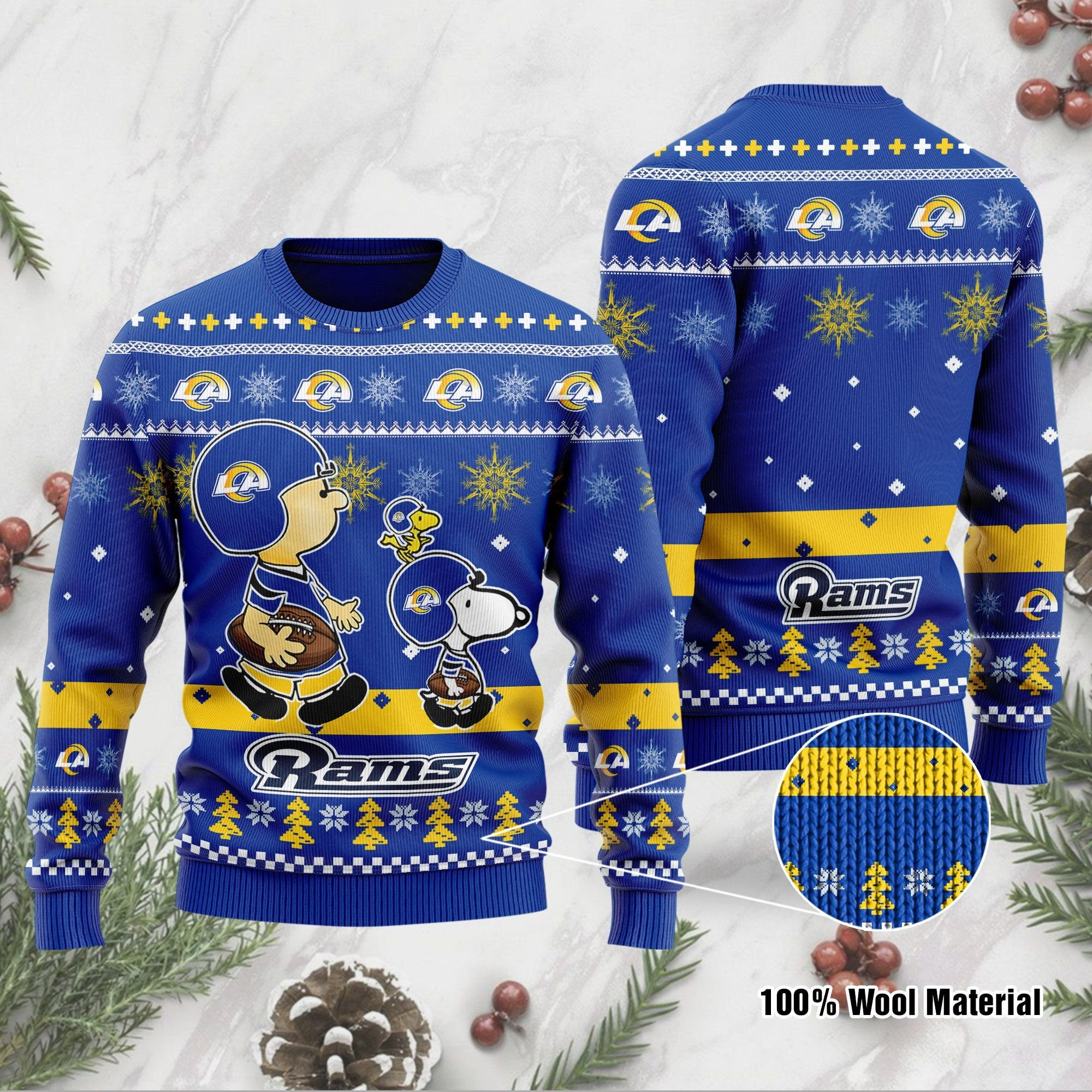 Los Angeles Rams Funny Charlie Brown Peanuts Snoopy Ugly Christmas Sweater, Perfect Holiday Gift