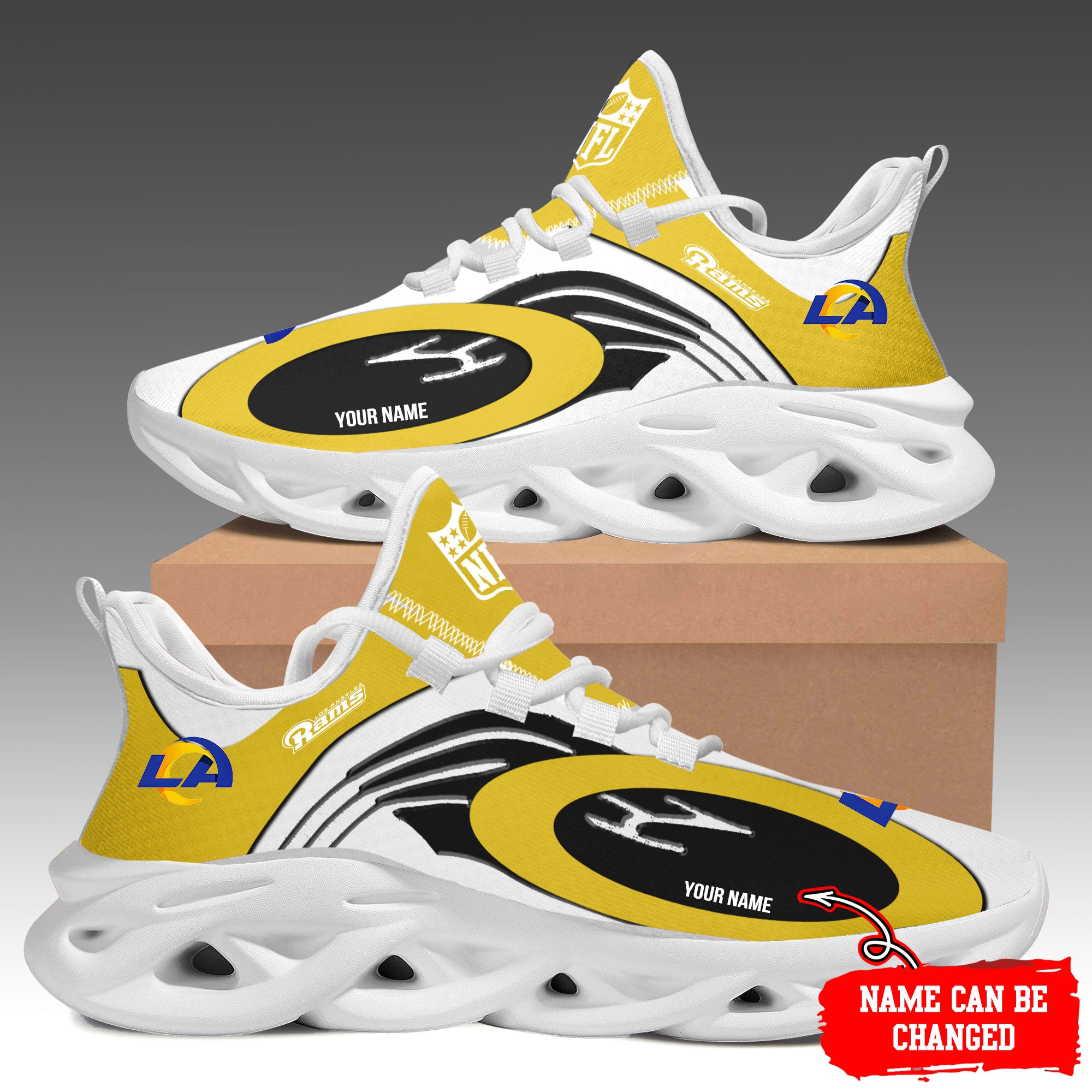 Los Angeles Rams Max Soul Shoes Sneakers for Men And Women – NFL Football Fan Shoes, Team Sneakers