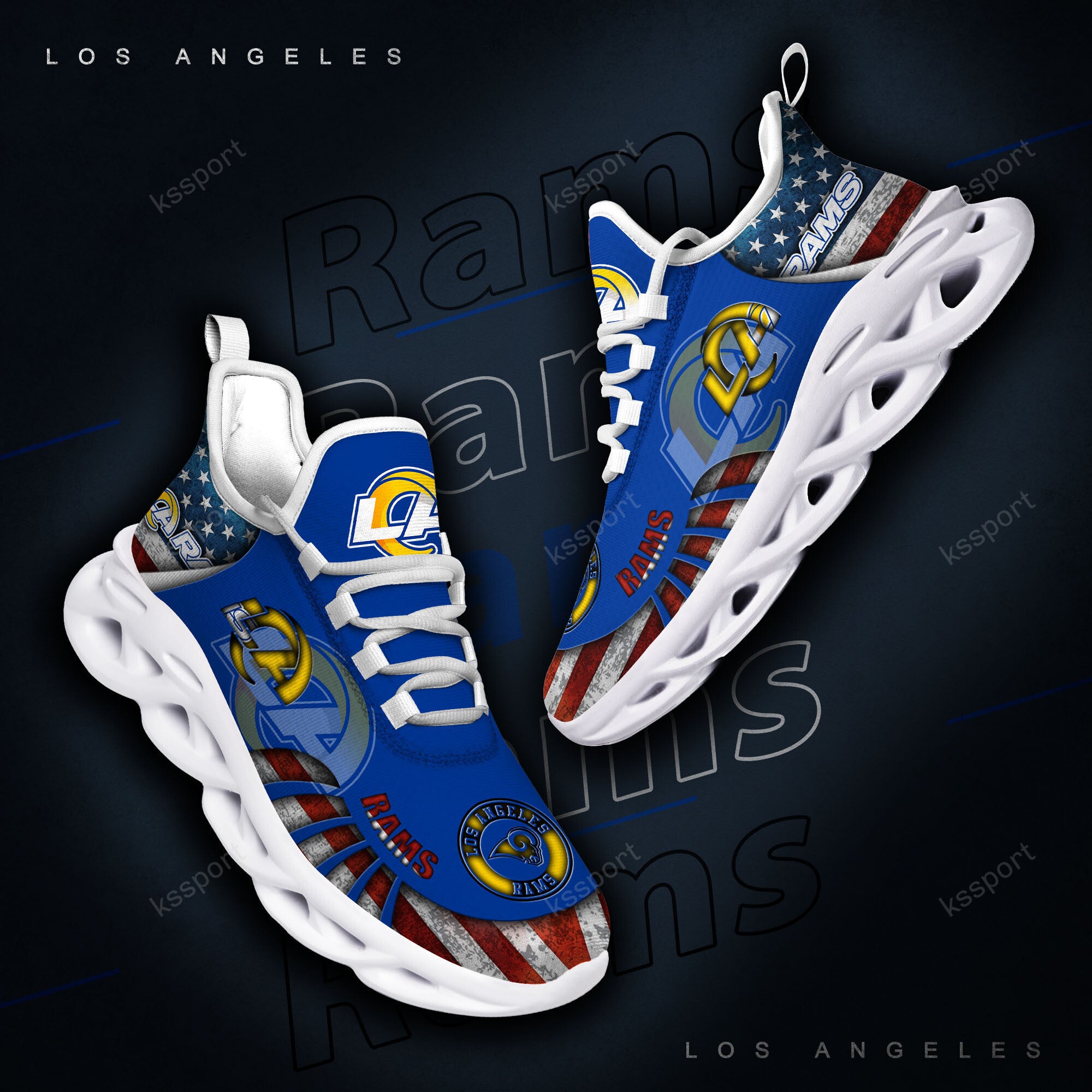 Los Angeles Rams NFL Max Soul Shoes Sneakers for Men And Women – NFL Football Fan Shoes, Team Sneakers